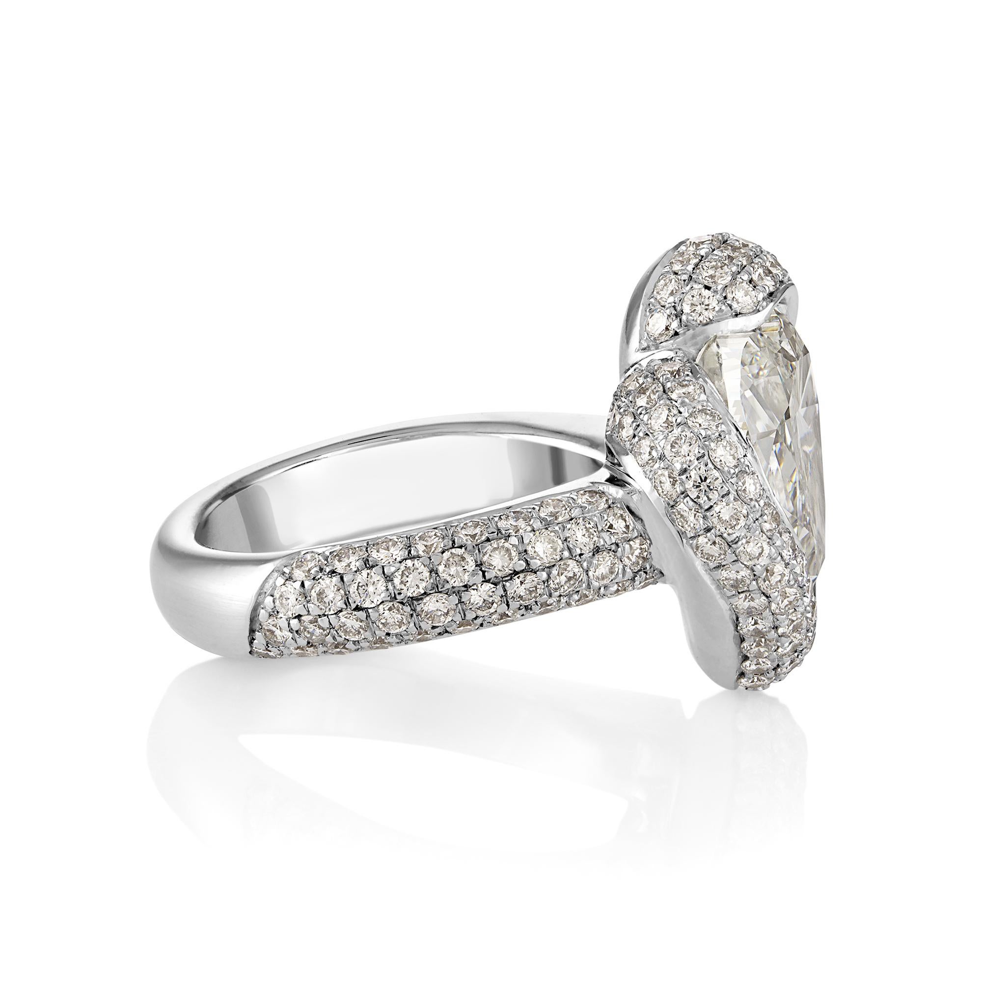 Women's GIA 8.21ct Estate Heart Diamond 18k White Gold Engagement Anniversary Ring