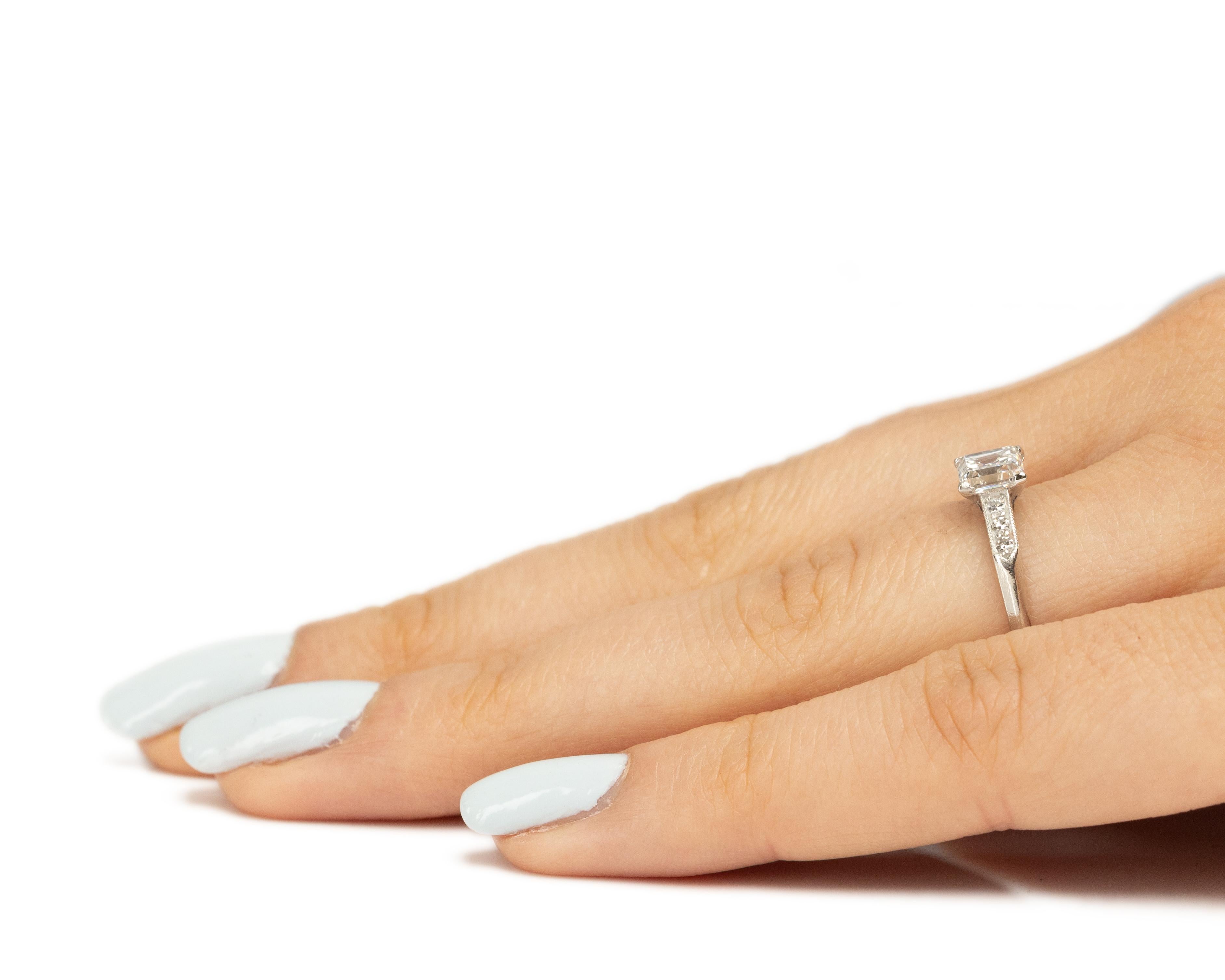 GIA .83 Carat Art Deco Diamond Platinum Engagement Ring In Good Condition For Sale In Atlanta, GA