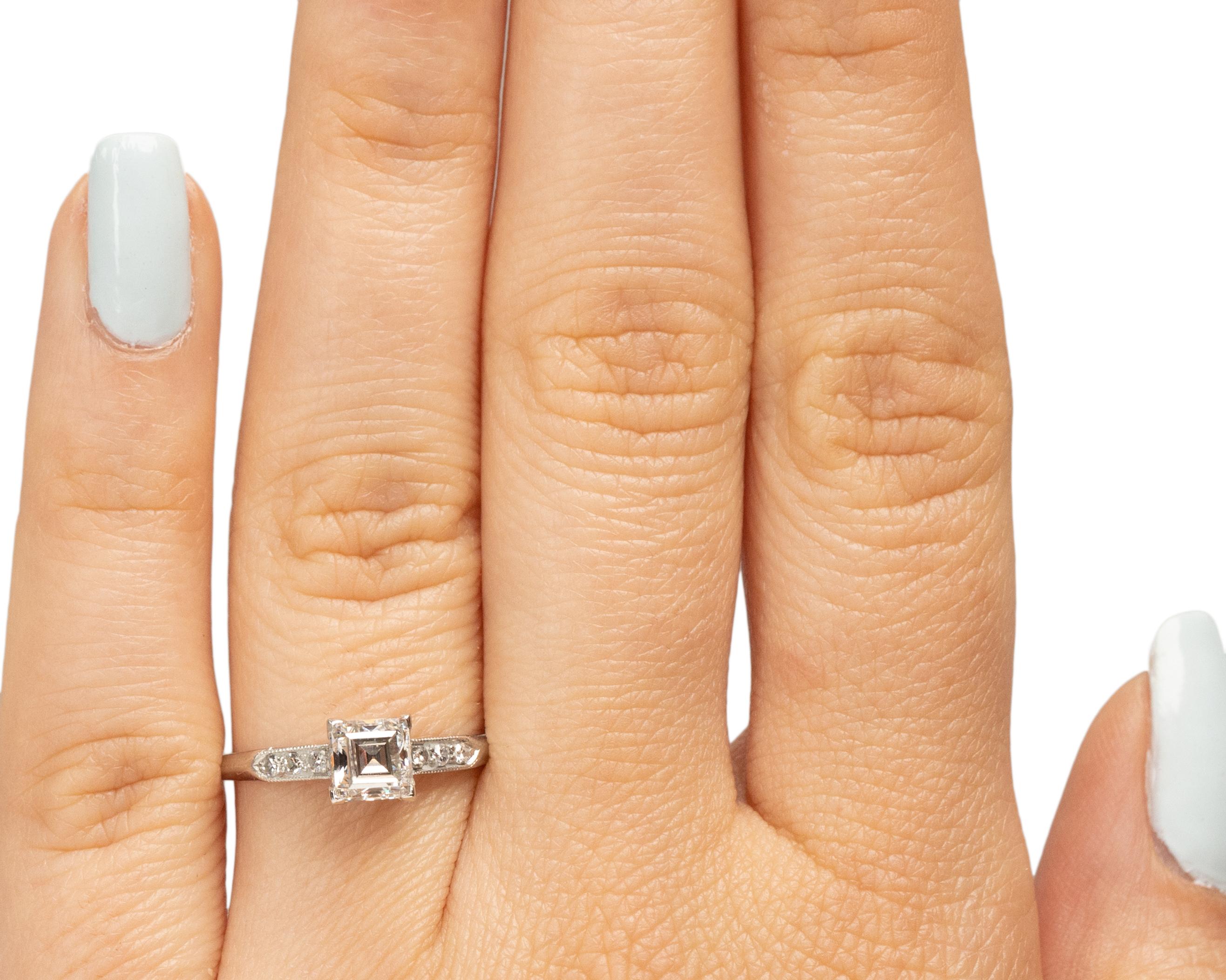 Women's GIA .83 Carat Art Deco Diamond Platinum Engagement Ring For Sale