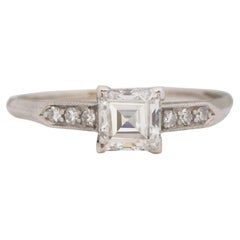 GIA 0,83 Karat Art Deco Diamant Platin Verlobungsring