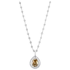 GIA 8.30 Carat Fancy Color Pear Shaped Diamond Pendant