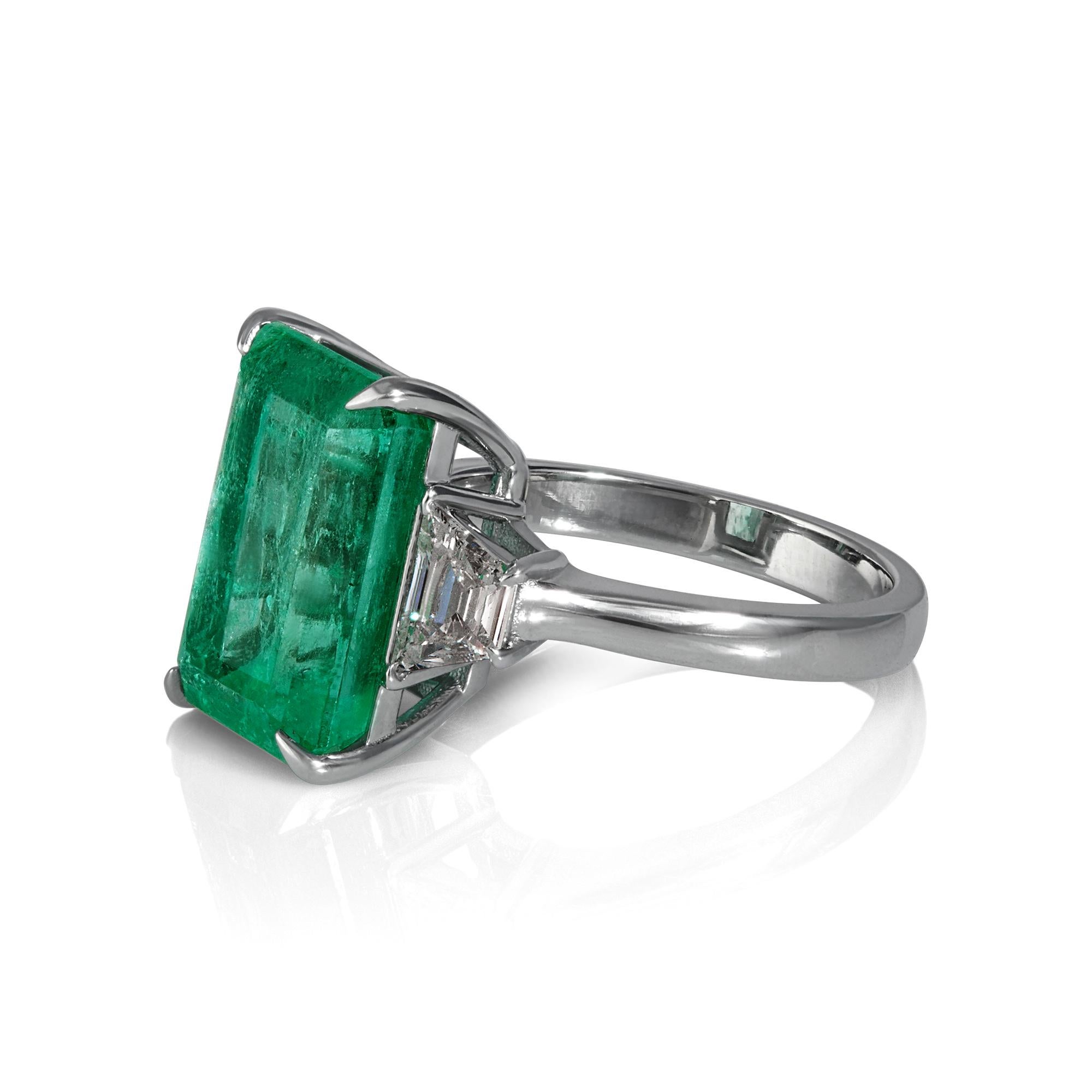 GIA 8.48ct Vintage Colombian Green Emerald Diamond Engagement Wedding Plat Ring 1