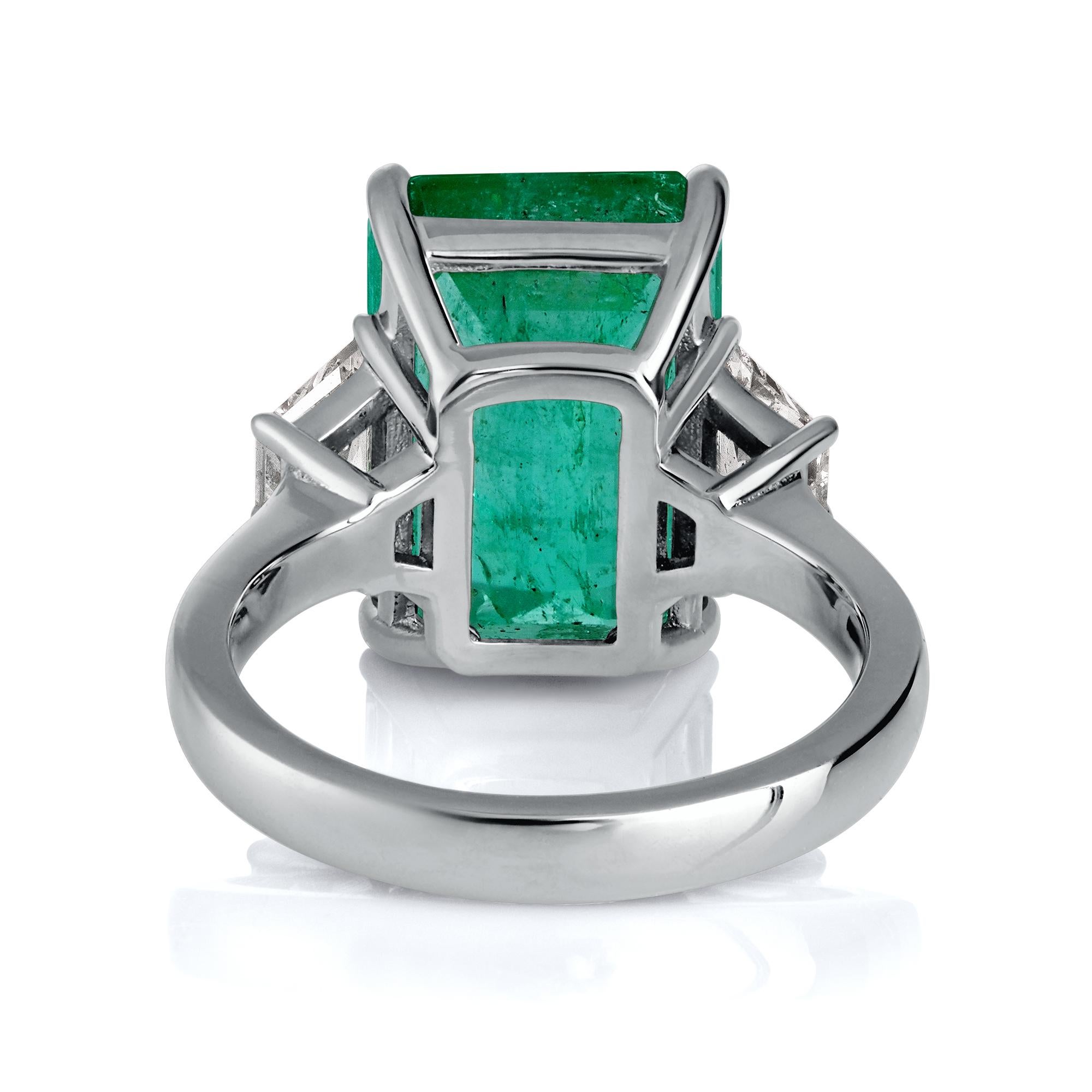 GIA 8.48ct Vintage Colombian Green Emerald Diamond Engagement Wedding Plat Ring 2