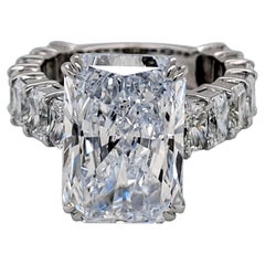 GIA 8.49 Ct I/SI2 Radiant Diamond 18K Diamond Engagement Ring with Radiant Sides