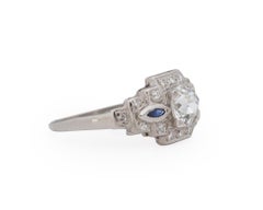 Verlobungsring, GIA 0,85 Karat Art Deco Diamant Platin
