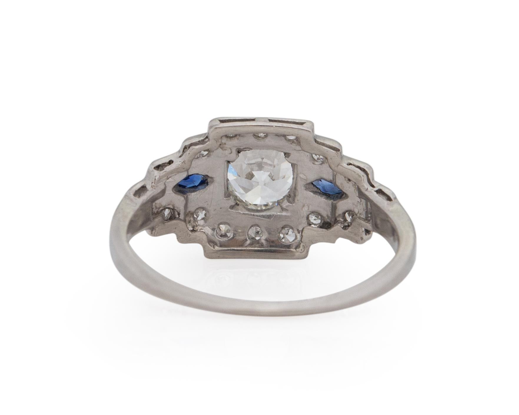 Bague de fiançailles Art déco en platine avec diamants de 0,85 carat certifiés GIA Bon état - En vente à Hicksville, NY