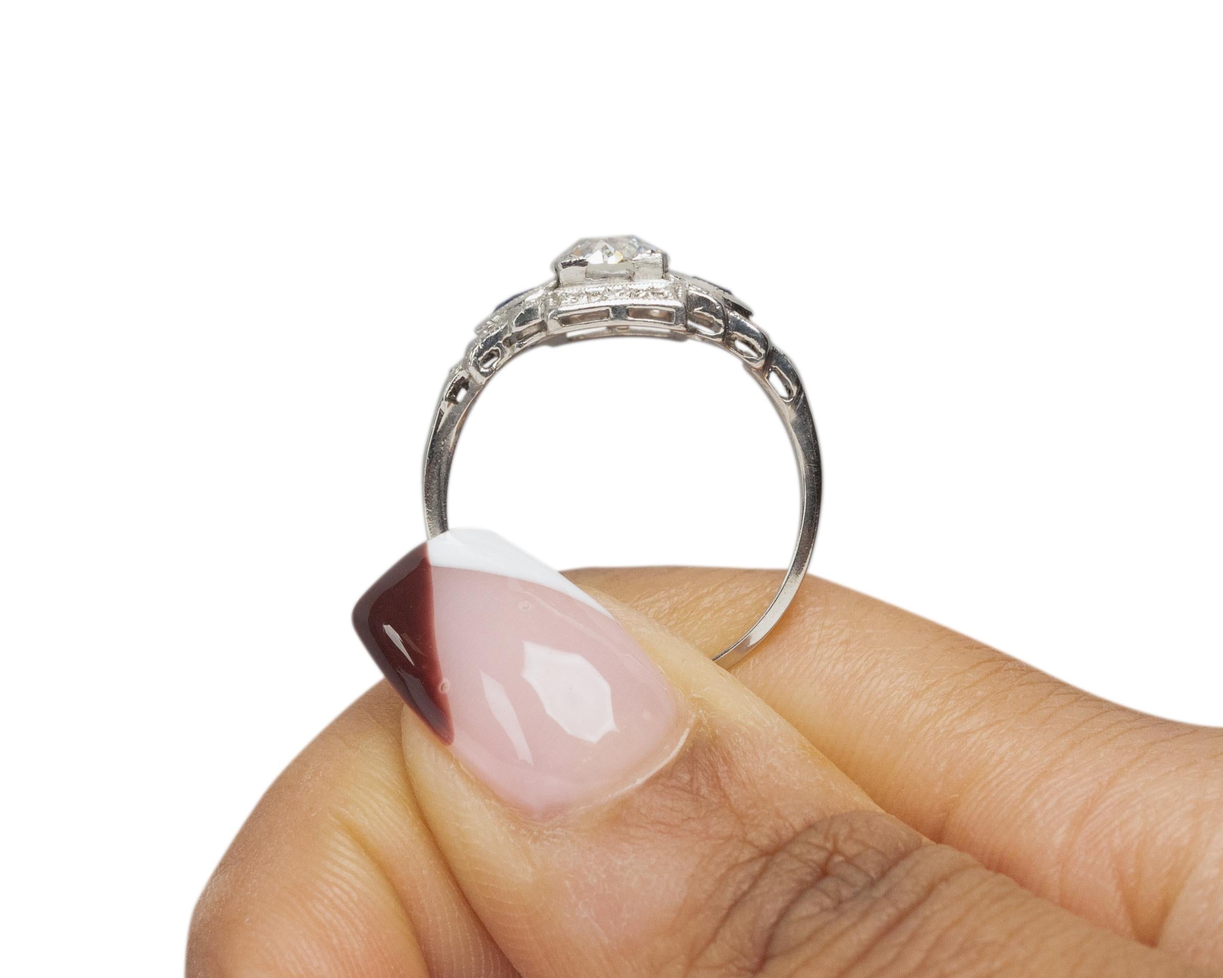 Verlobungsring, GIA 0,85 Karat Art Deco Diamant Platin im Angebot 2
