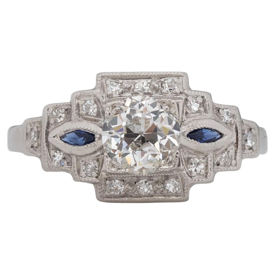 GIA .85 Carat Art Deco Diamond Platinum Engagement Ring For Sale