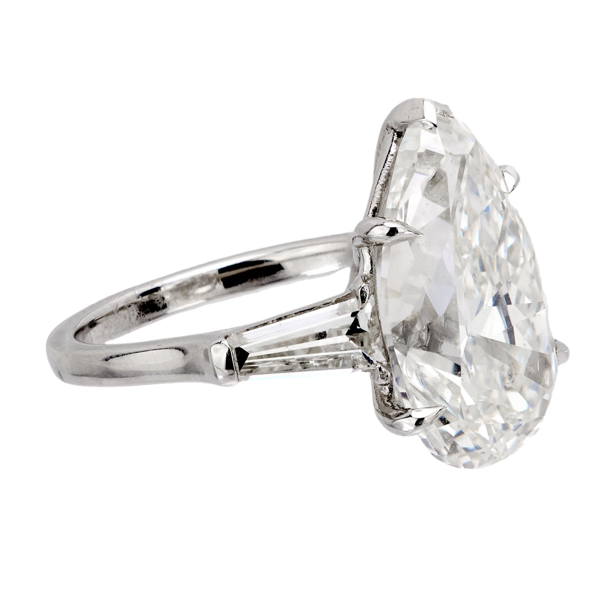 GIA 8.50 carat pear cut diamond platinum engagement ring In Good Condition For Sale In Beverly Hills, CA