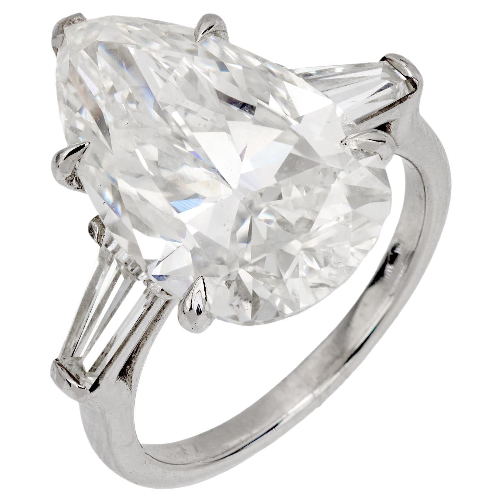 GIA 8.50 carat pear cut diamond platinum engagement ring For Sale