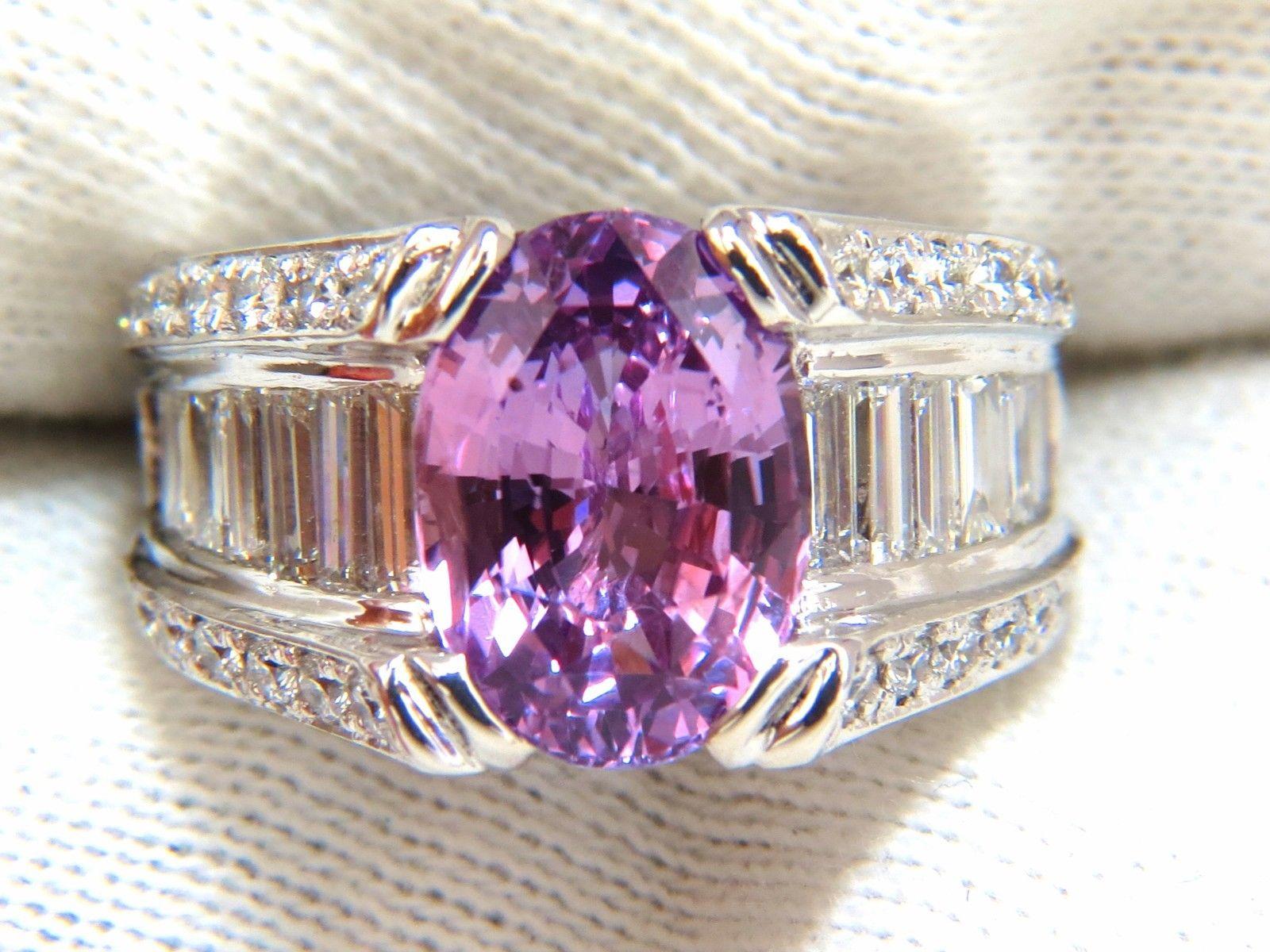 Oval Cut GIA 8.50ct natural no heat sapphire diamond ring 14kt. unheated purple pink  For Sale