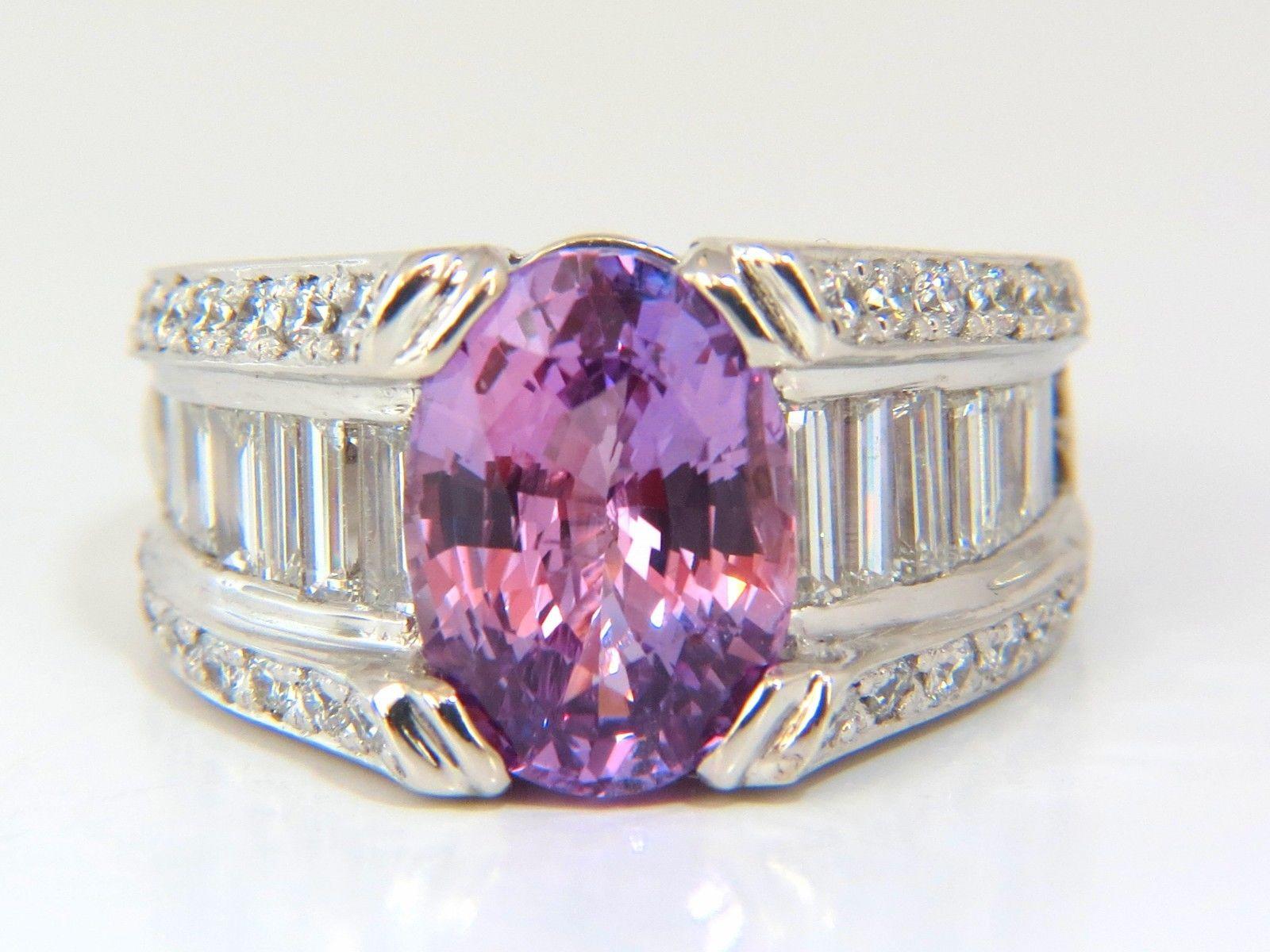 Women's or Men's GIA 8.50ct natural no heat sapphire diamond ring 14kt. unheated purple pink  For Sale