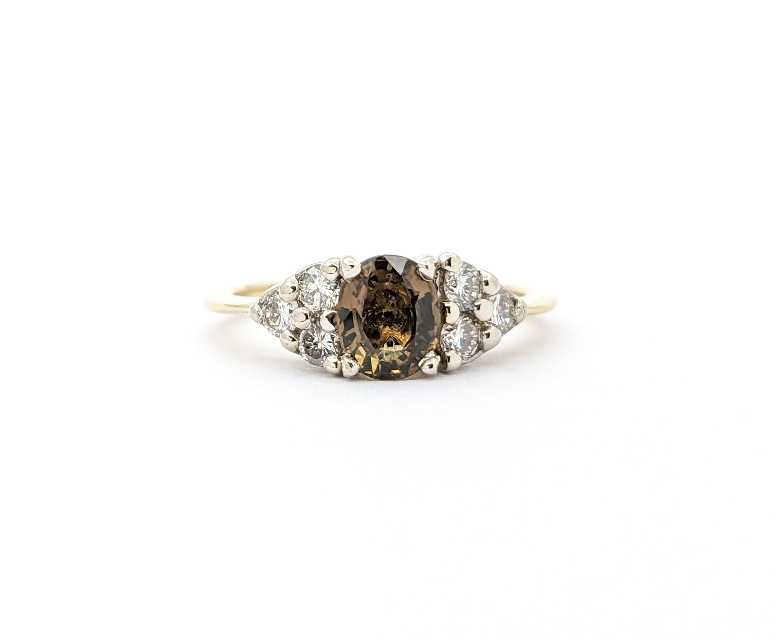 GIA .85ct Natural Alexandrite & Diamond Ring In Yellow Gold For Sale 3