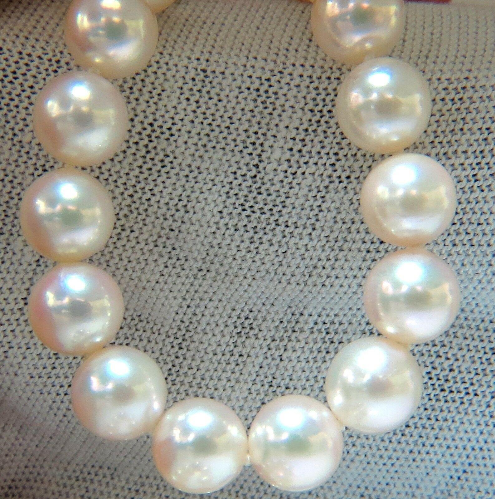 Uncut GIA 8.5mm Natural Akoya White Pearls Necklace 14KT Gold Ball Clasp 18inch For Sale