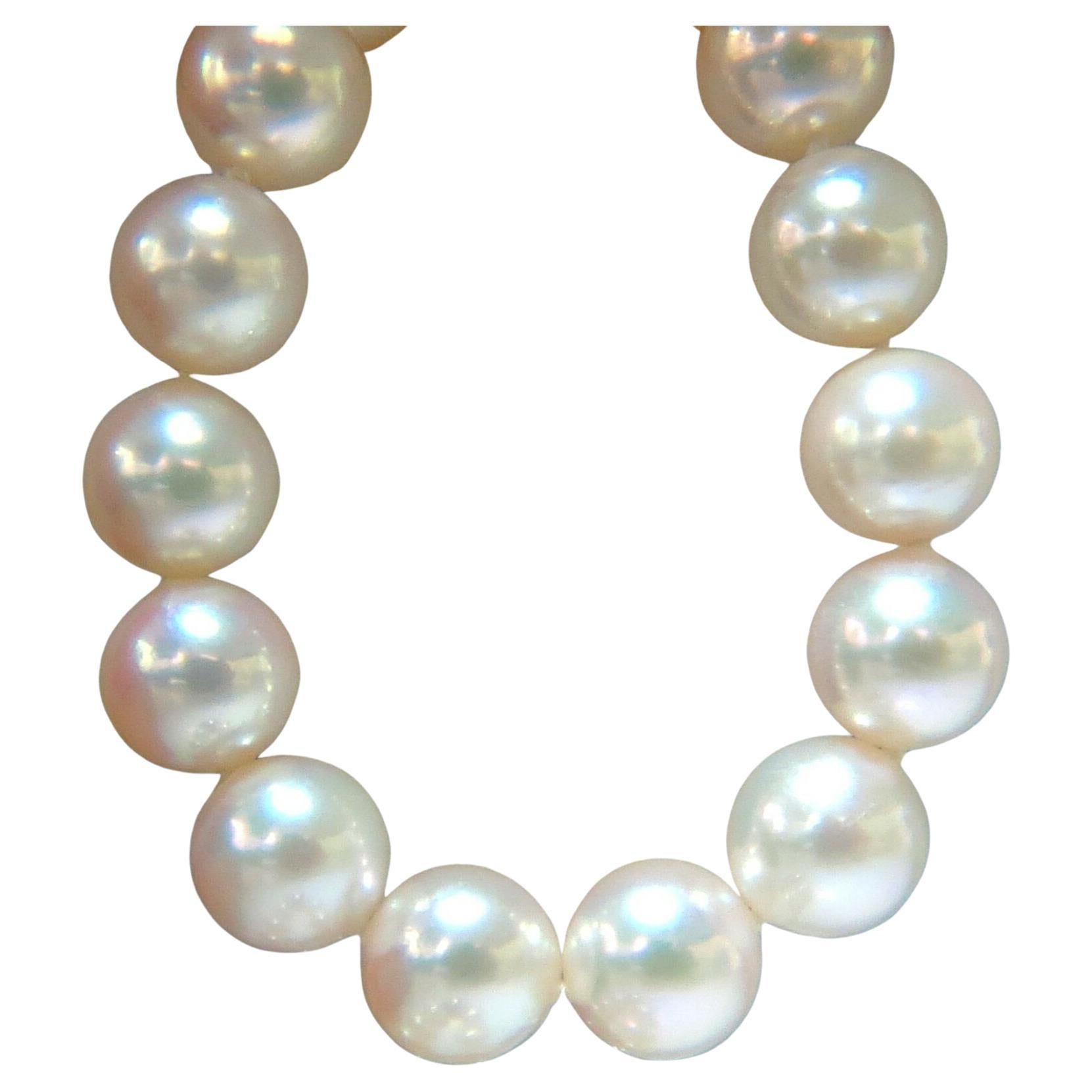 GIA 8.5mm Natural Akoya White Pearls Necklace 14KT Gold Ball Clasp 18inch For Sale