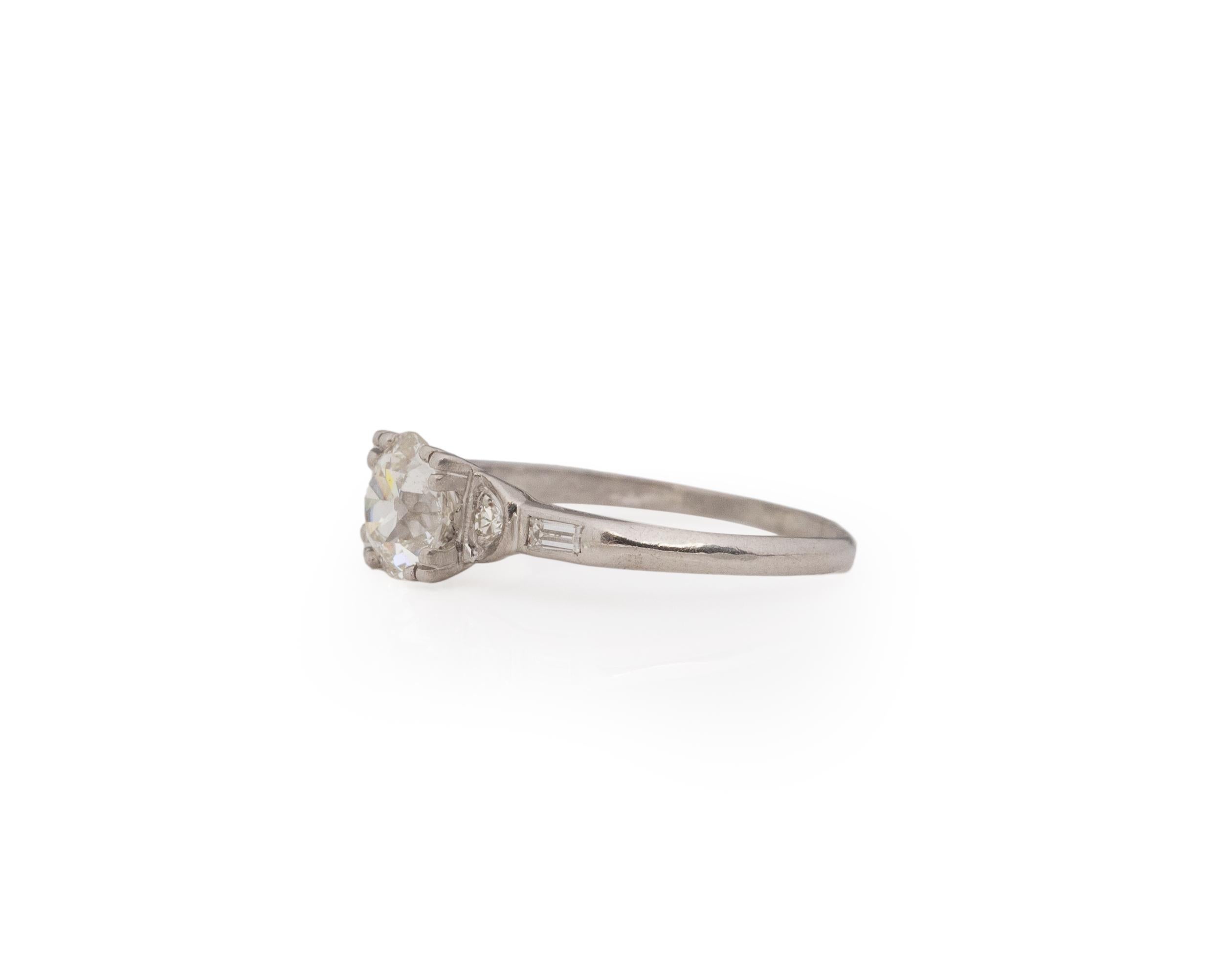 Old European Cut GIA .87 Carat Art Deco Diamond Platinum Engagement Ring For Sale