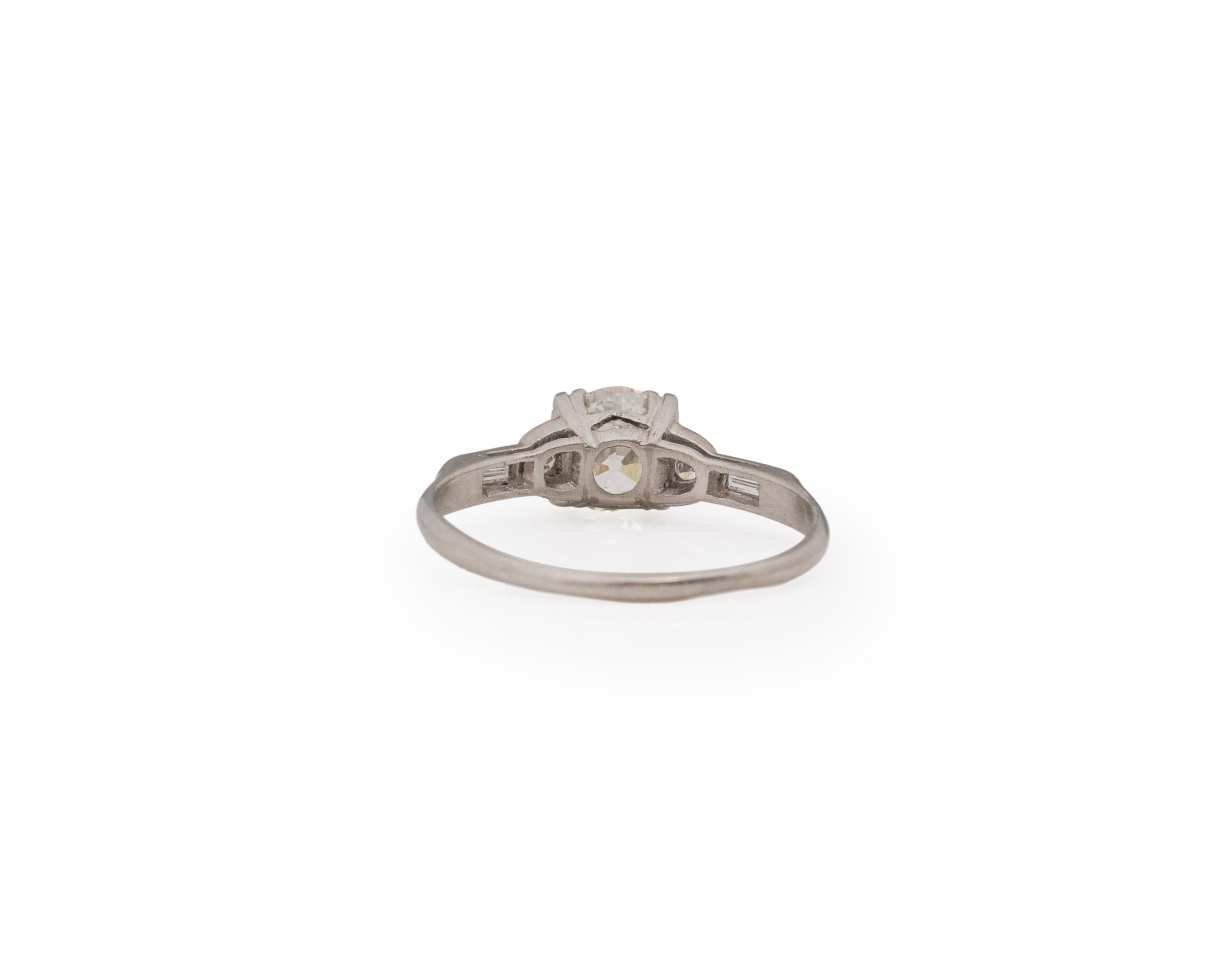 GIA .87 Carat Art Deco Diamond Platinum Engagement Ring In Good Condition For Sale In Atlanta, GA