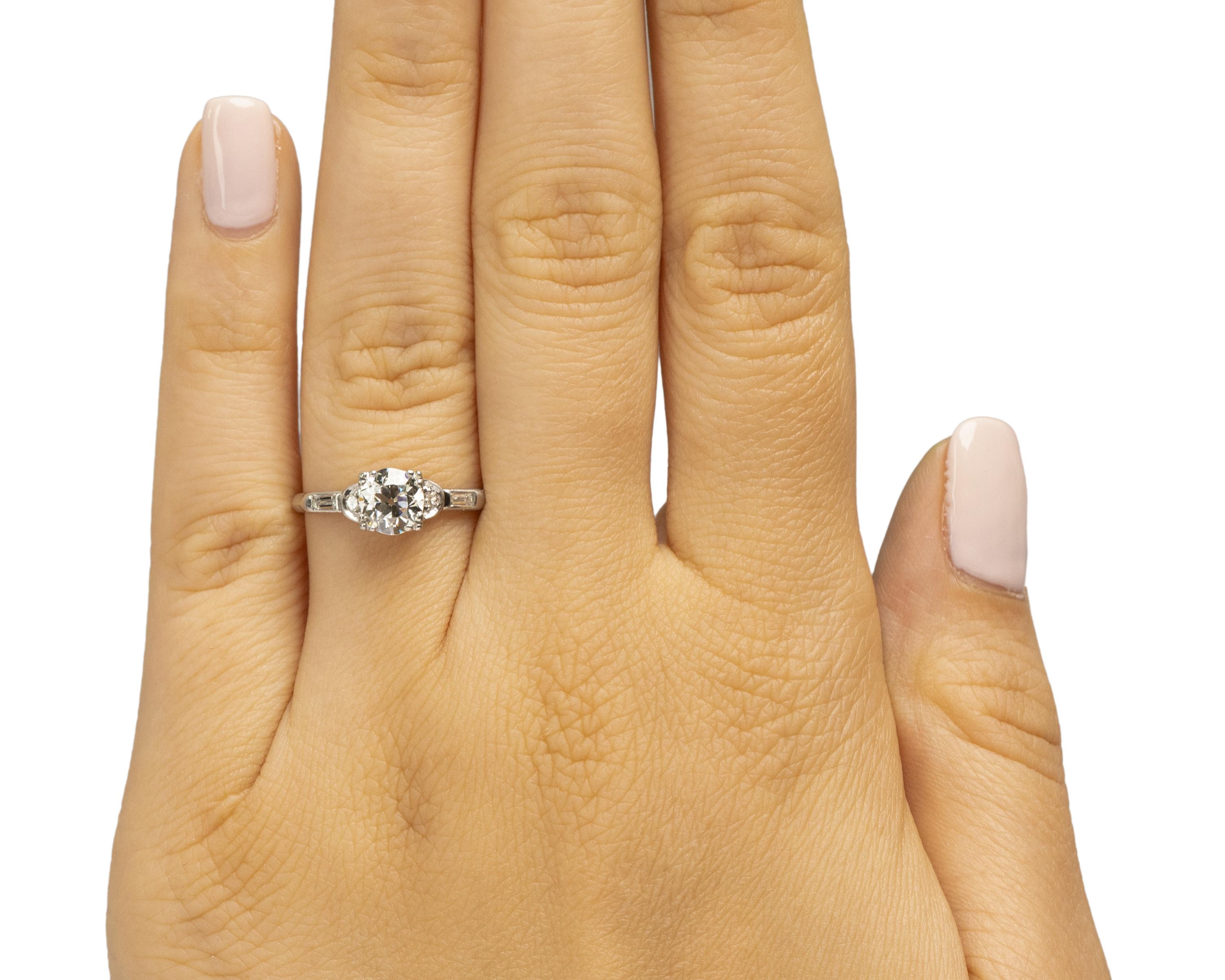 Women's GIA .87 Carat Art Deco Diamond Platinum Engagement Ring For Sale
