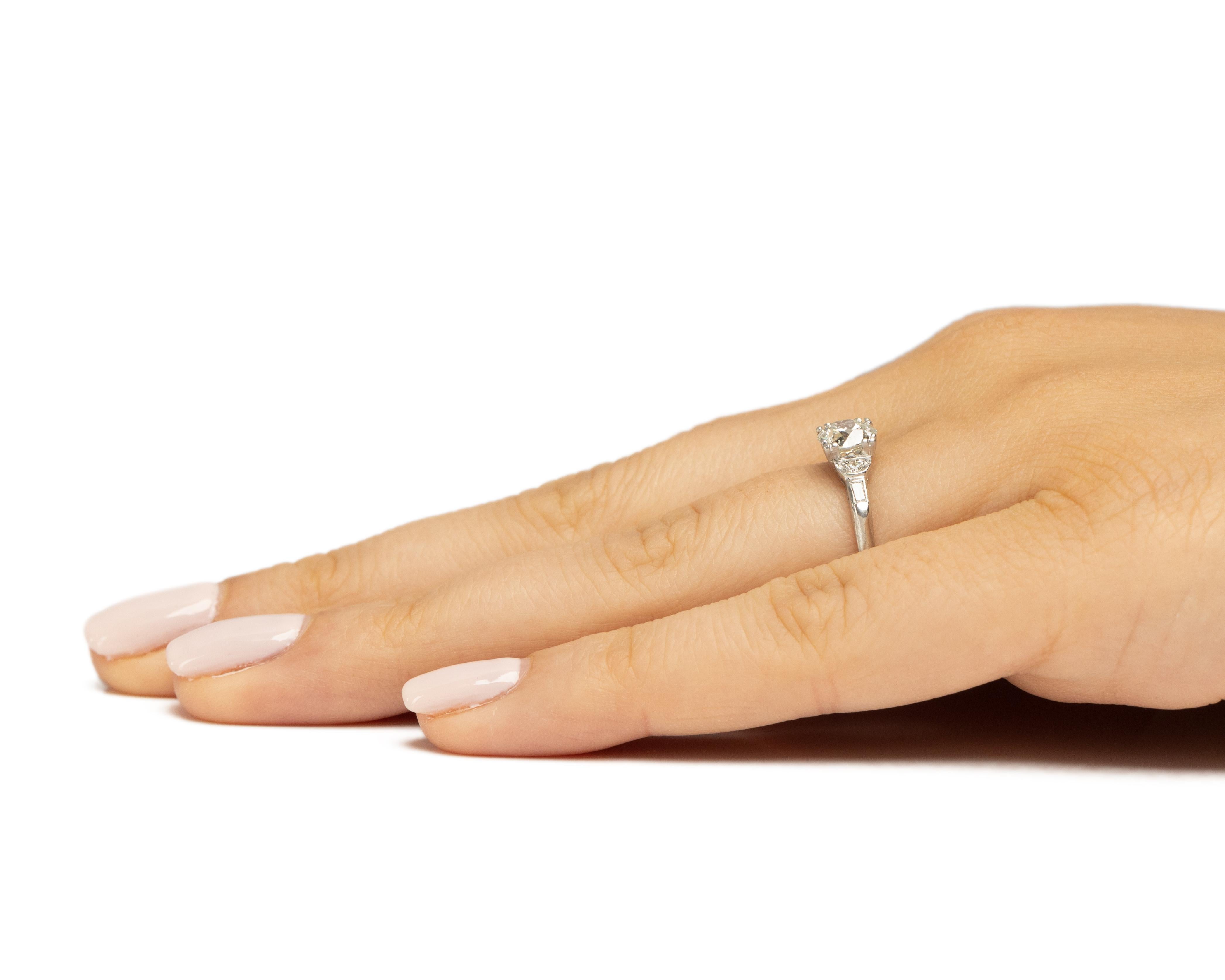 GIA .87 Carat Art Deco Diamond Platinum Engagement Ring For Sale 2