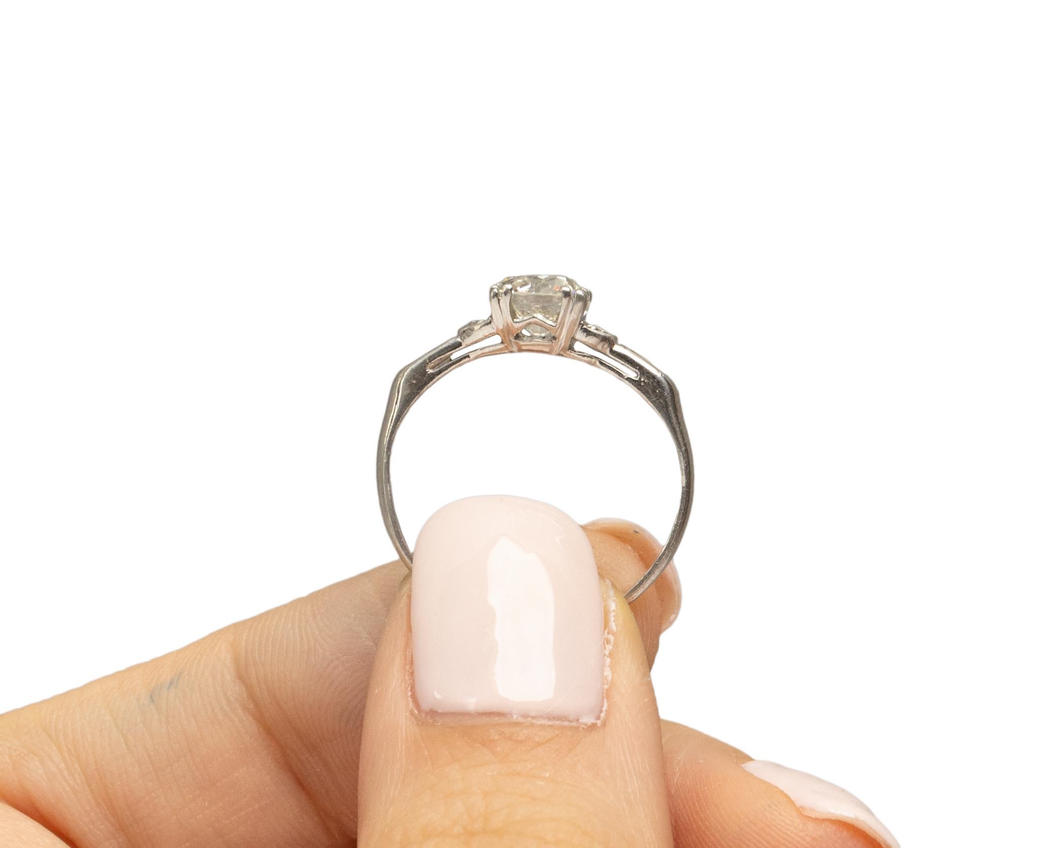 GIA .87 Carat Art Deco Diamond Platinum Engagement Ring For Sale 3