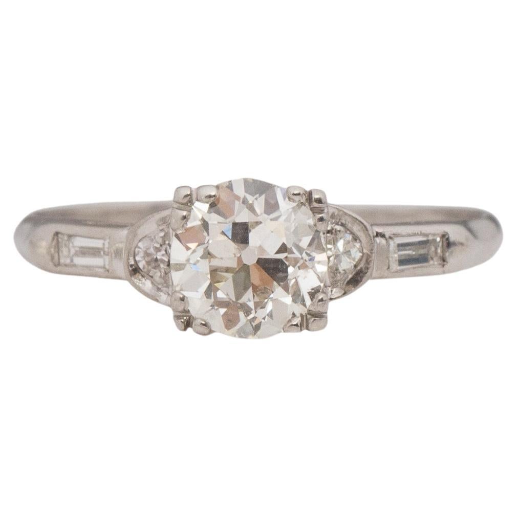 GIA .87 Carat Art Deco Diamond Platinum Engagement Ring For Sale