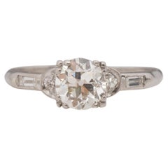 87 Karat Art Deco Diamant-Platin-Verlobungsring, GIA