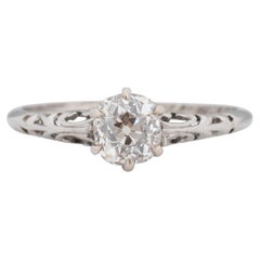 GIA Platin-Verlobungsring mit 0,87 Karat edwardianischen Diamanten