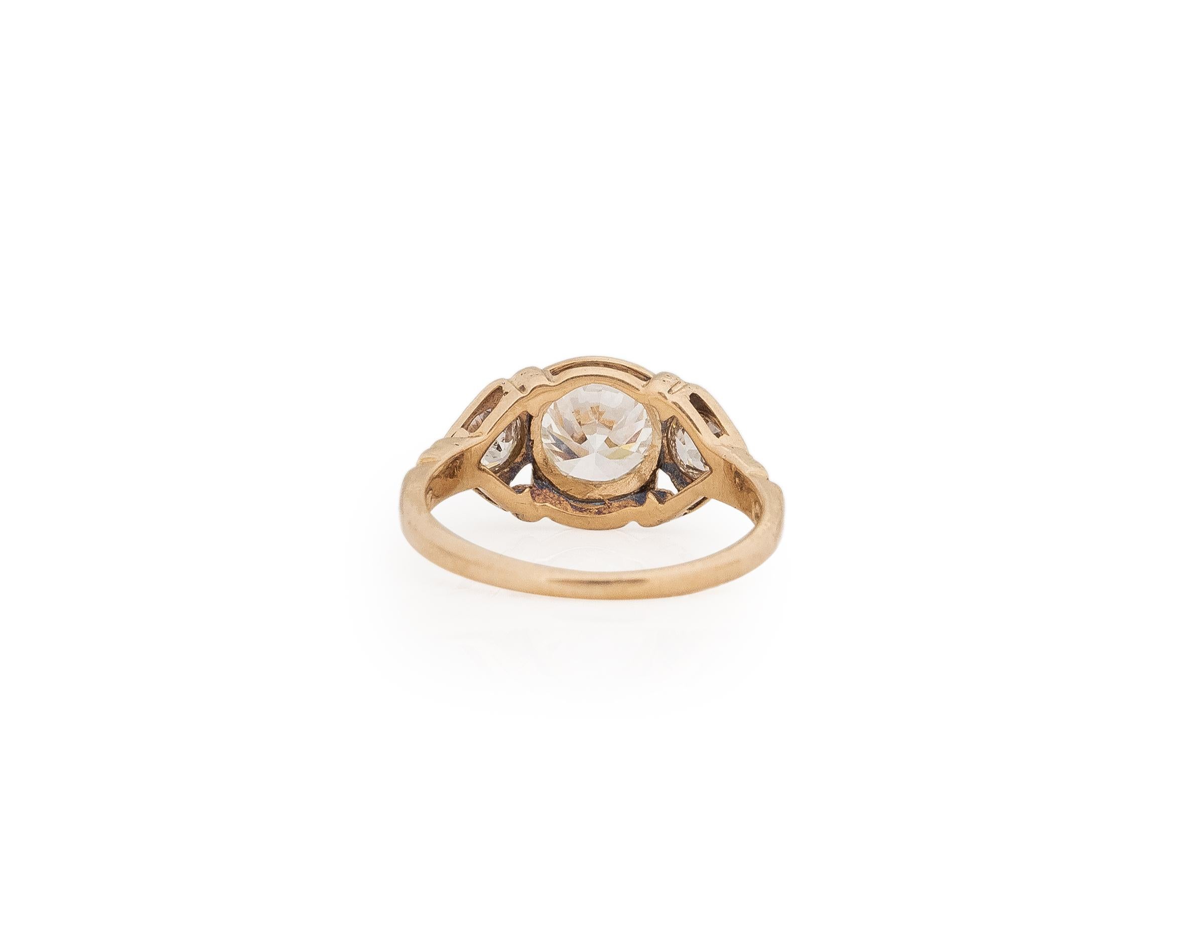 GIA .87 Carat Total Weight Edwardian Diamond 14Karat Yellow Gold Engagement Ring In Good Condition For Sale In Atlanta, GA