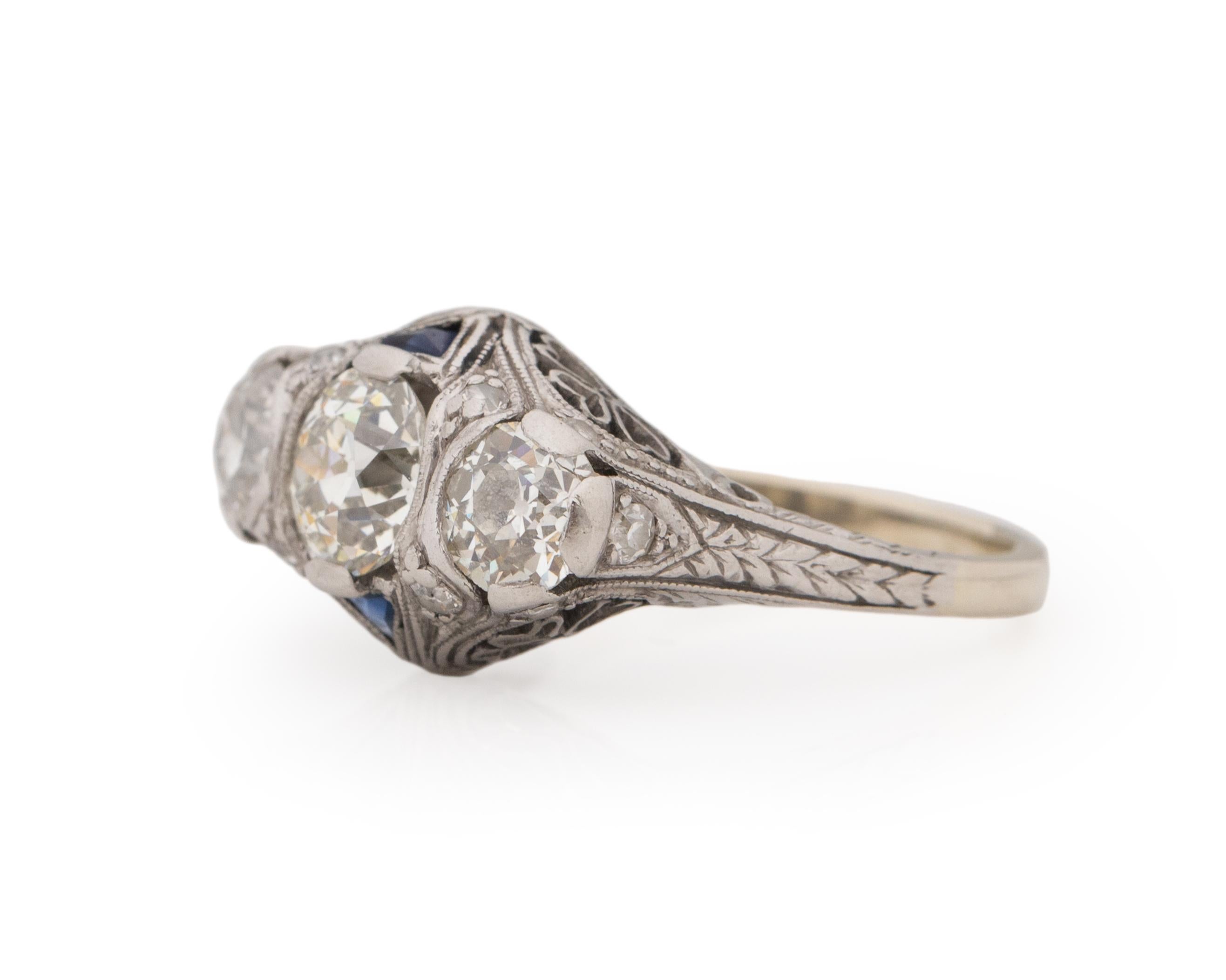 Old European Cut GIA .88 Carat Art Deco Diamond Platinum Engagement Ring For Sale