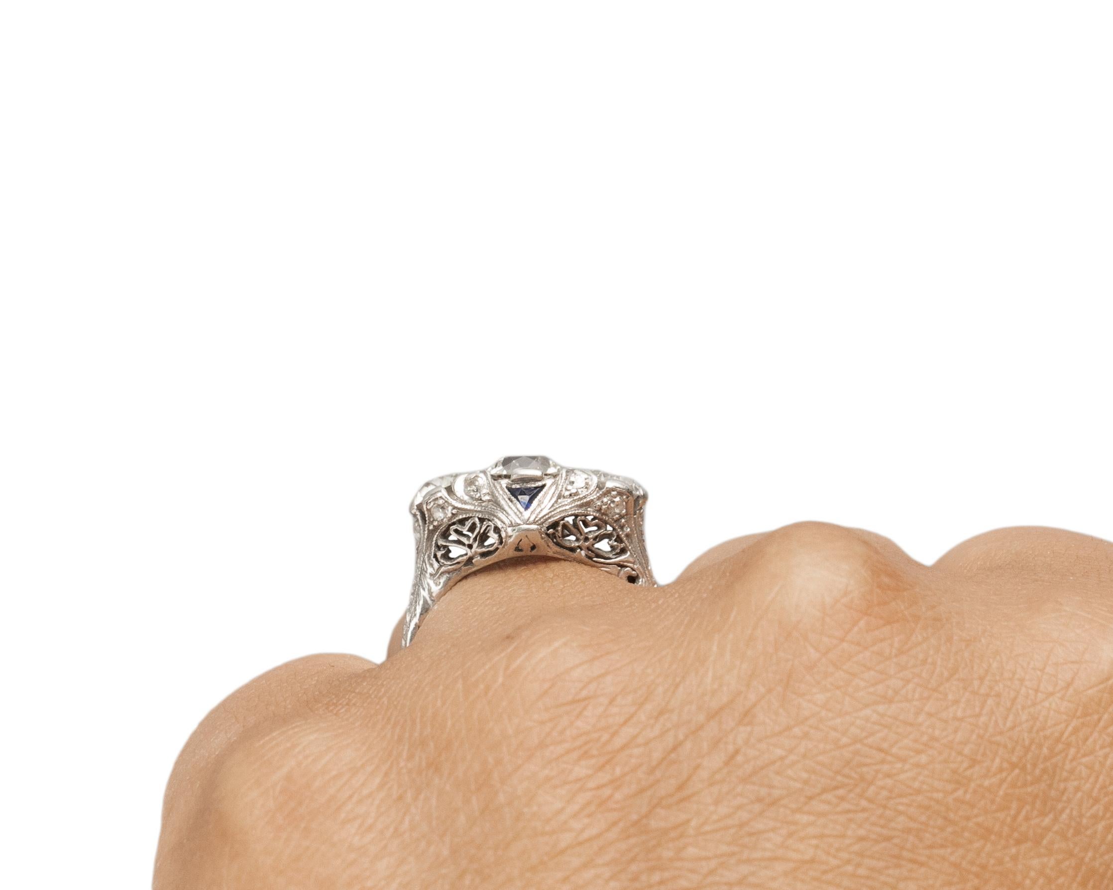 GIA .88 Carat Art Deco Diamond Platinum Engagement Ring For Sale 1