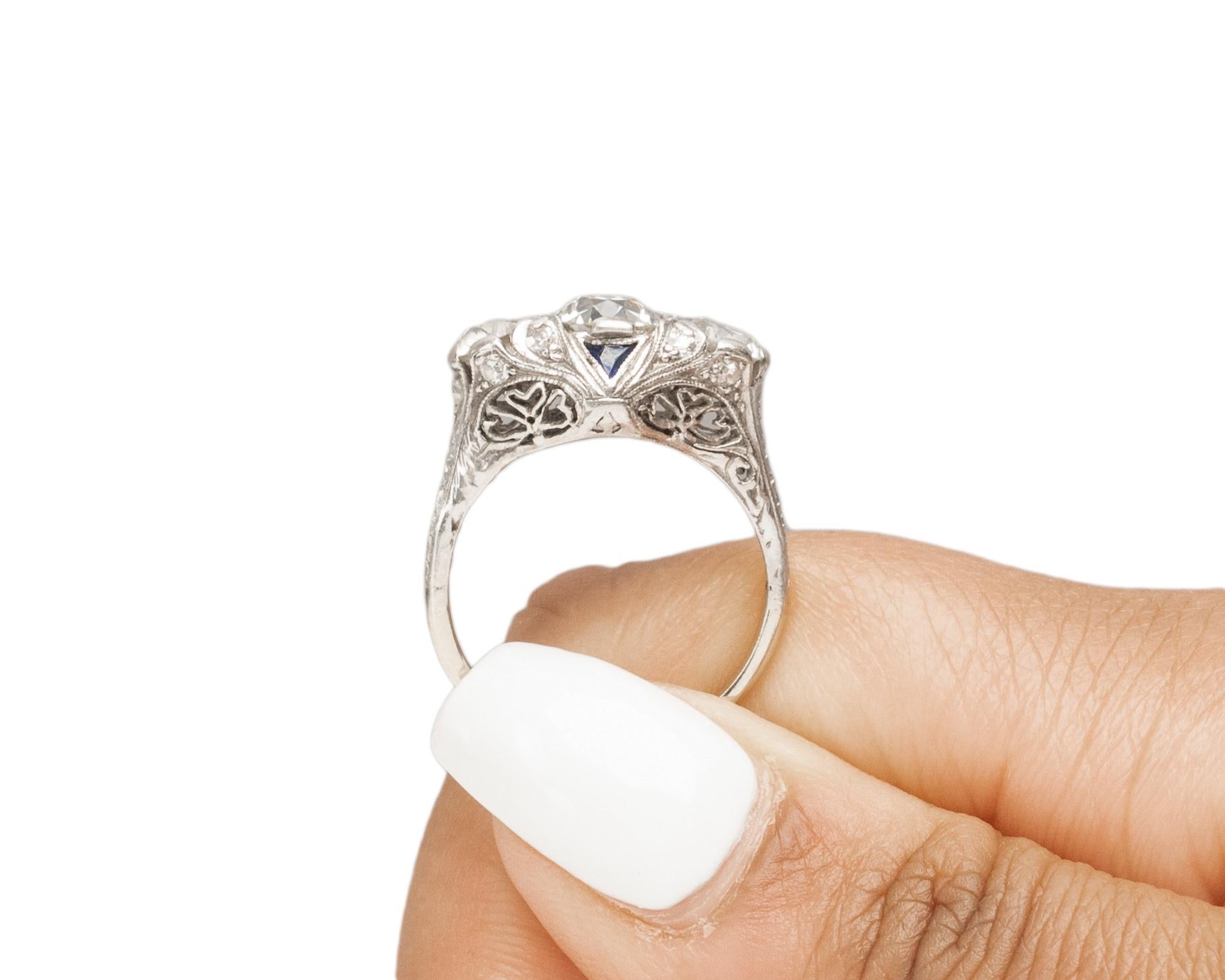 GIA .88 Carat Art Deco Diamond Platinum Engagement Ring For Sale 3