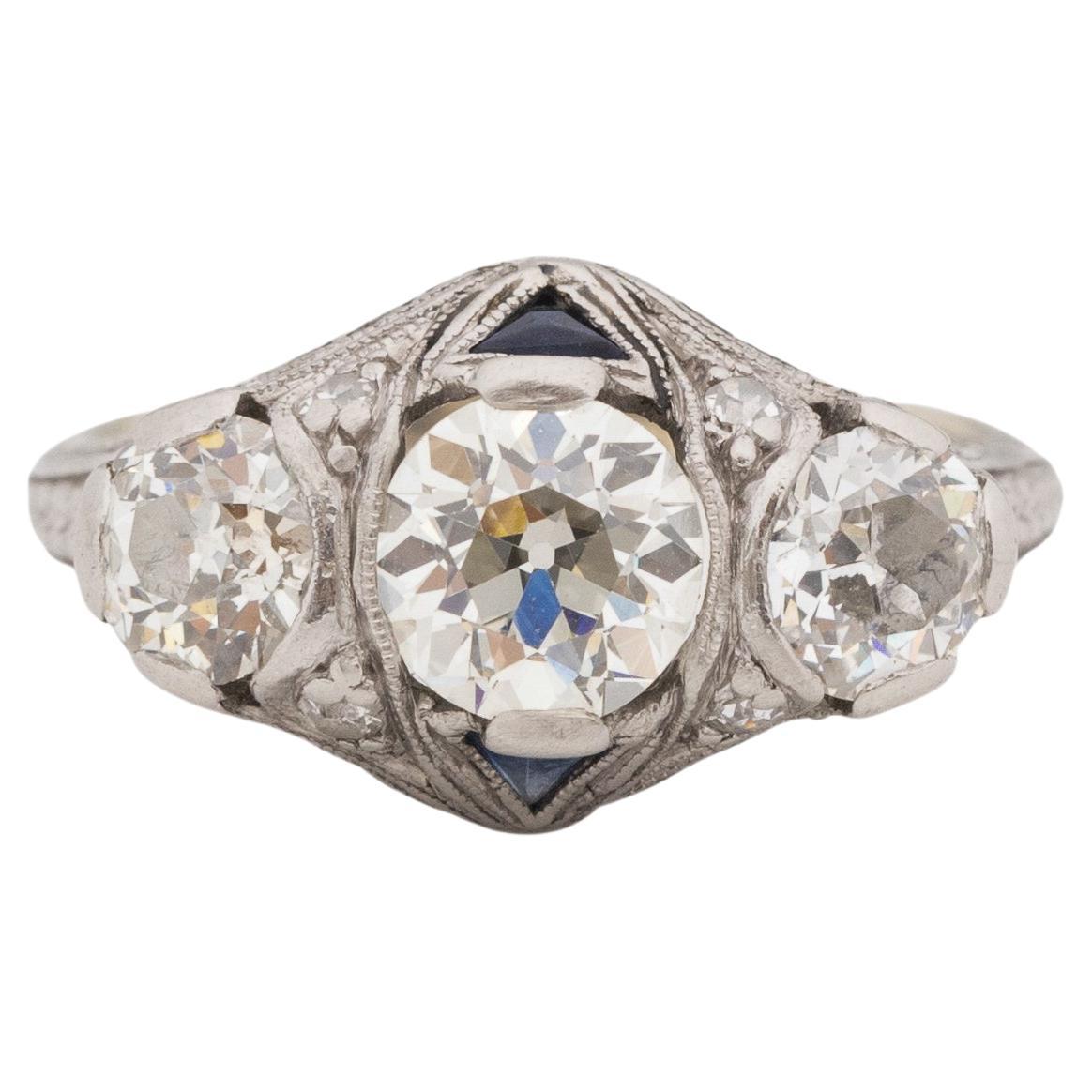 GIA .88 Carat Art Deco Diamond Platinum Engagement Ring For Sale