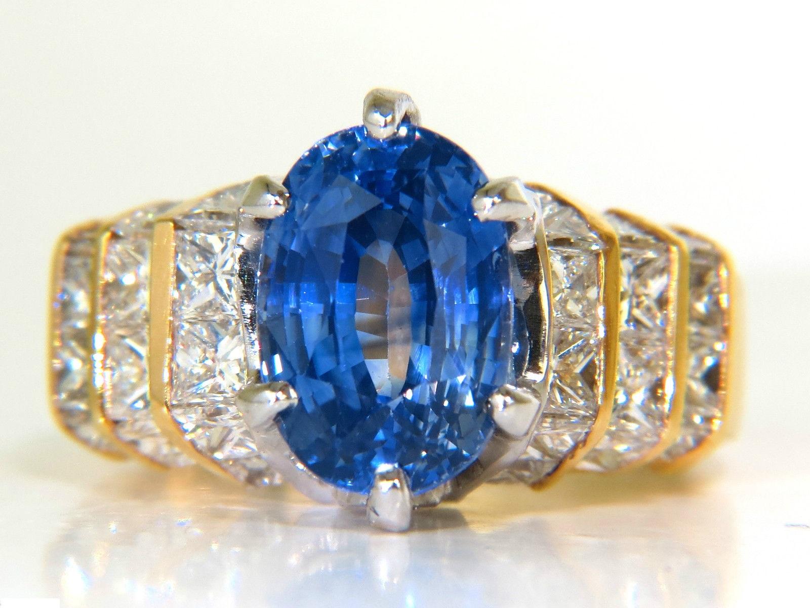 GIA 8.89 Carat Natural Fine Sapphire Diamond Ring Cornflower Classic 14 Karat 5