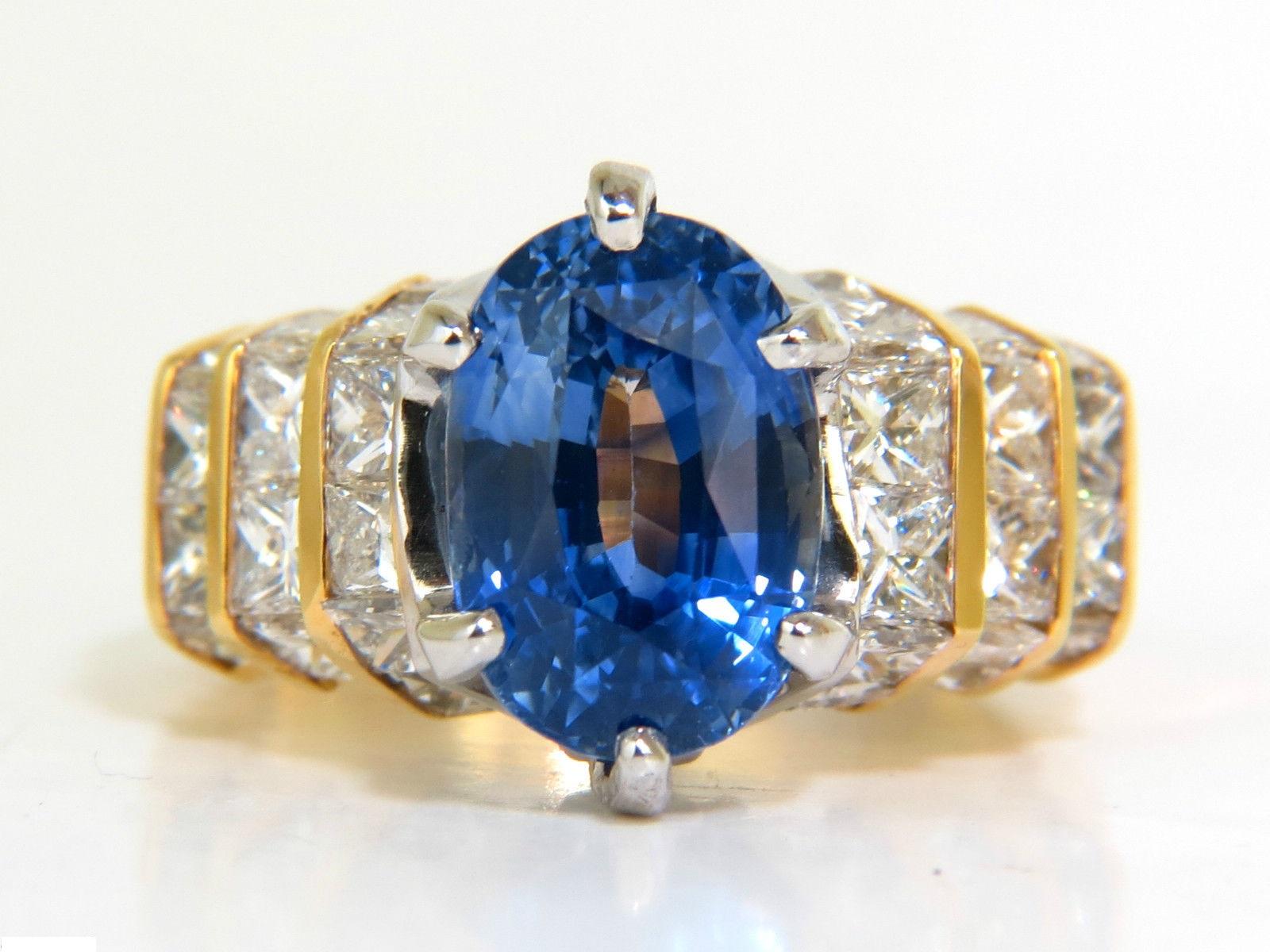 GIA 8.89 Carat Natural Fine Sapphire Diamond Ring Cornflower Classic 14 Karat 7