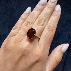 GIA 8.89 Carat Oval Pyrope Almandine Garnet Six Prong 18K Yellow Gold Solitaire
