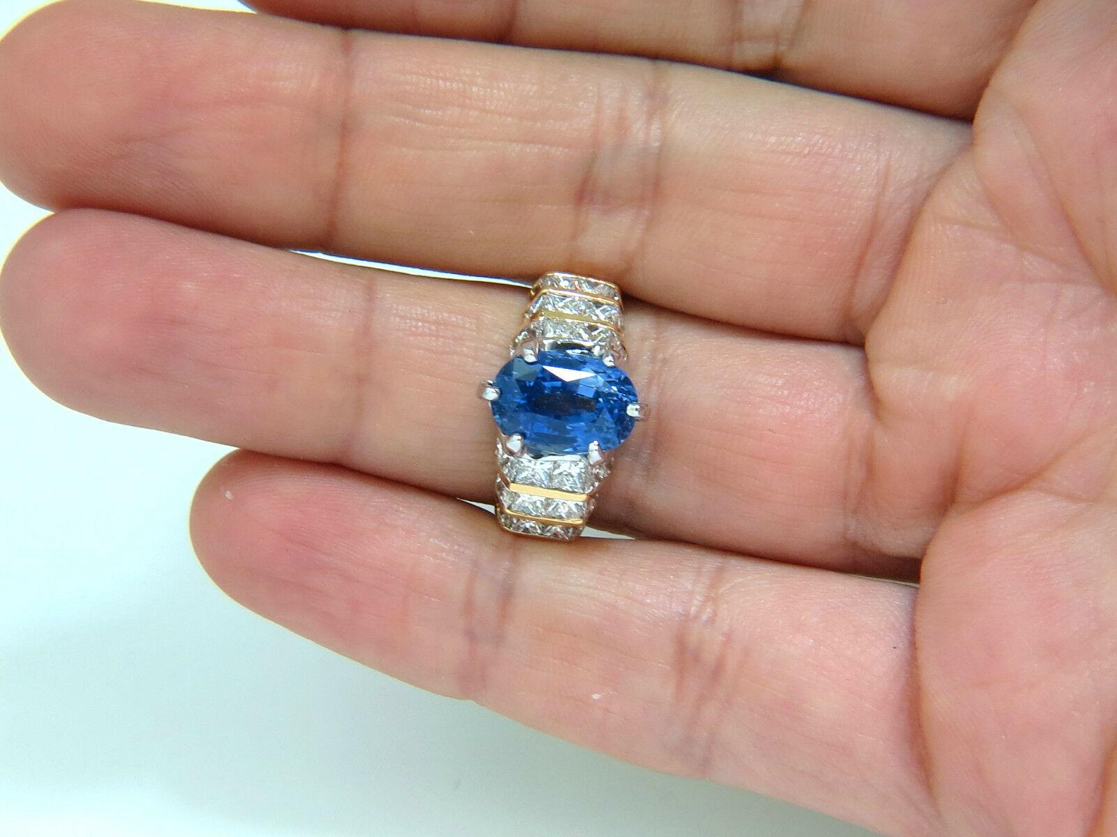 GIA 8,89 Karat natürlicher feiner Saphir Diamant Ring Kornblume Classic 14KT im Angebot 5