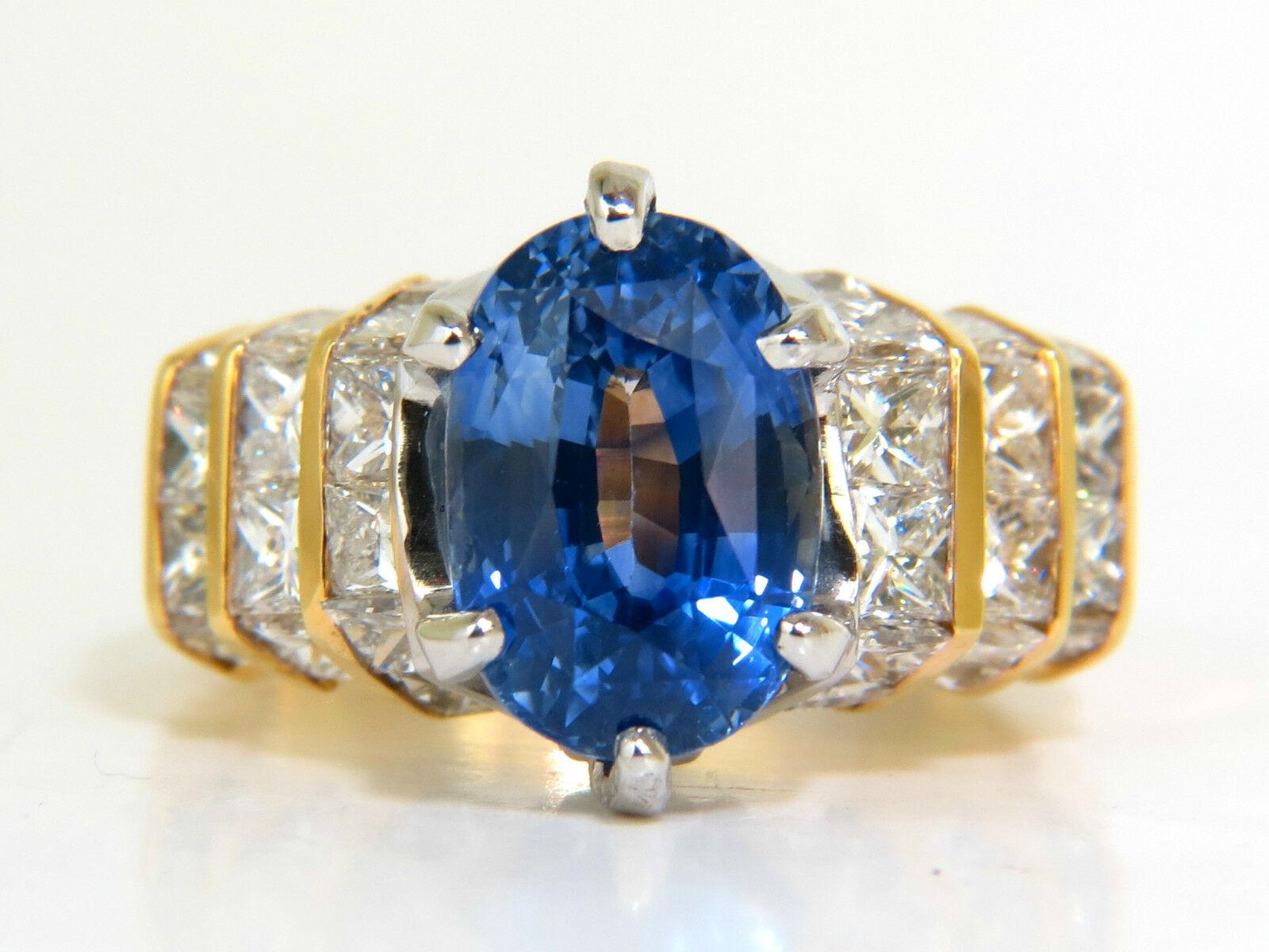 GIA 8,89 Karat natürlicher feiner Saphir Diamant Ring Kornblume Classic 14KT (Ovalschliff) im Angebot