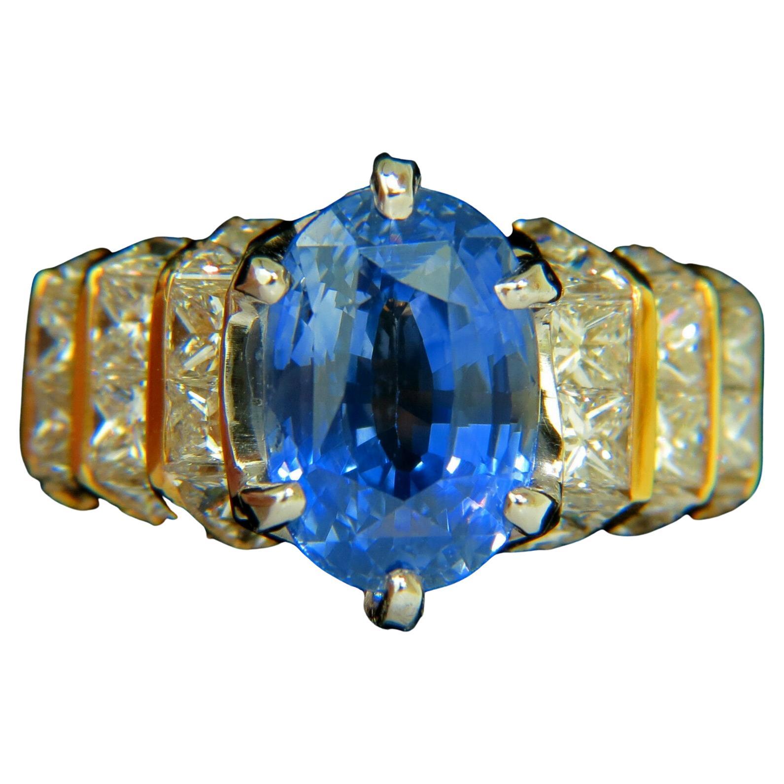 GIA 8.89CT Natural Fine Sapphire Diamond Ring Cornflower Classic 14KT For Sale