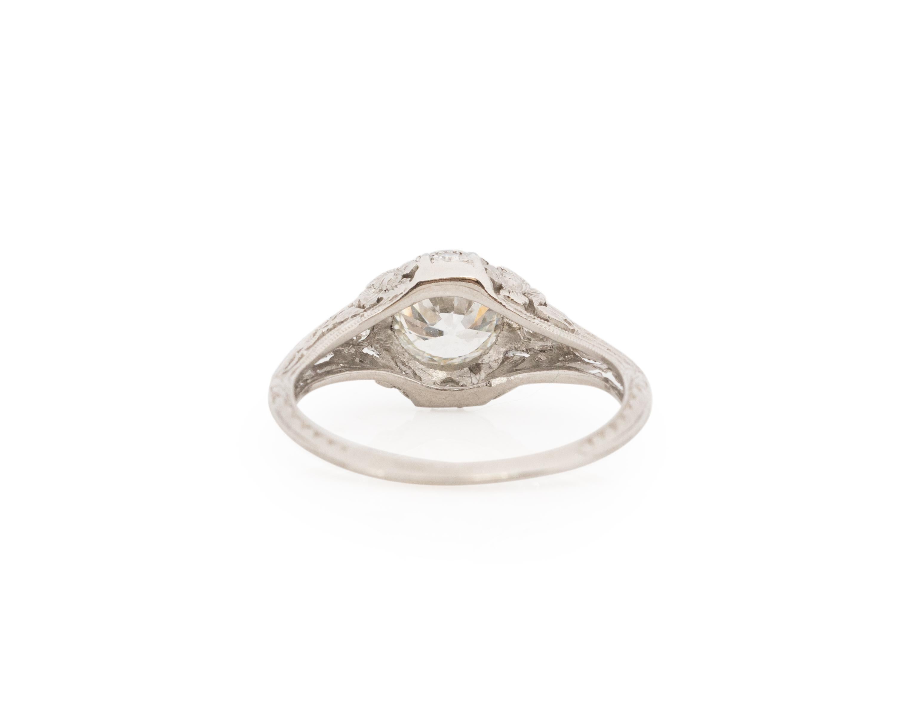 GIA .89 Carat Art Deco Diamond Platinum Engagement Ring In Good Condition For Sale In Atlanta, GA