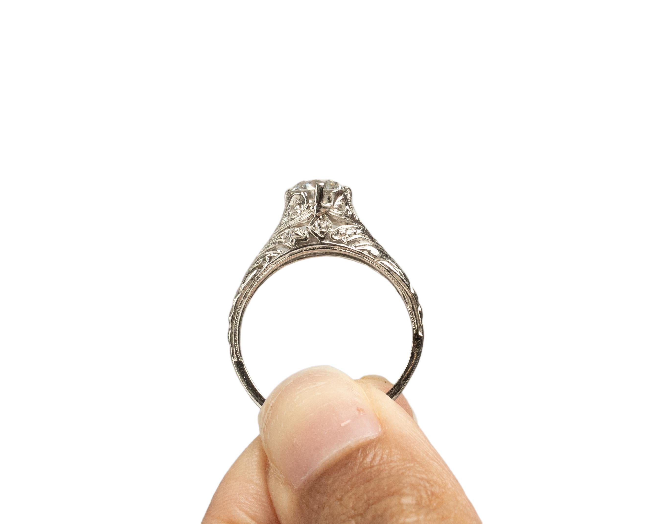 GIA .89 Carat Art Deco Platinum Engagement Ring For Sale 1