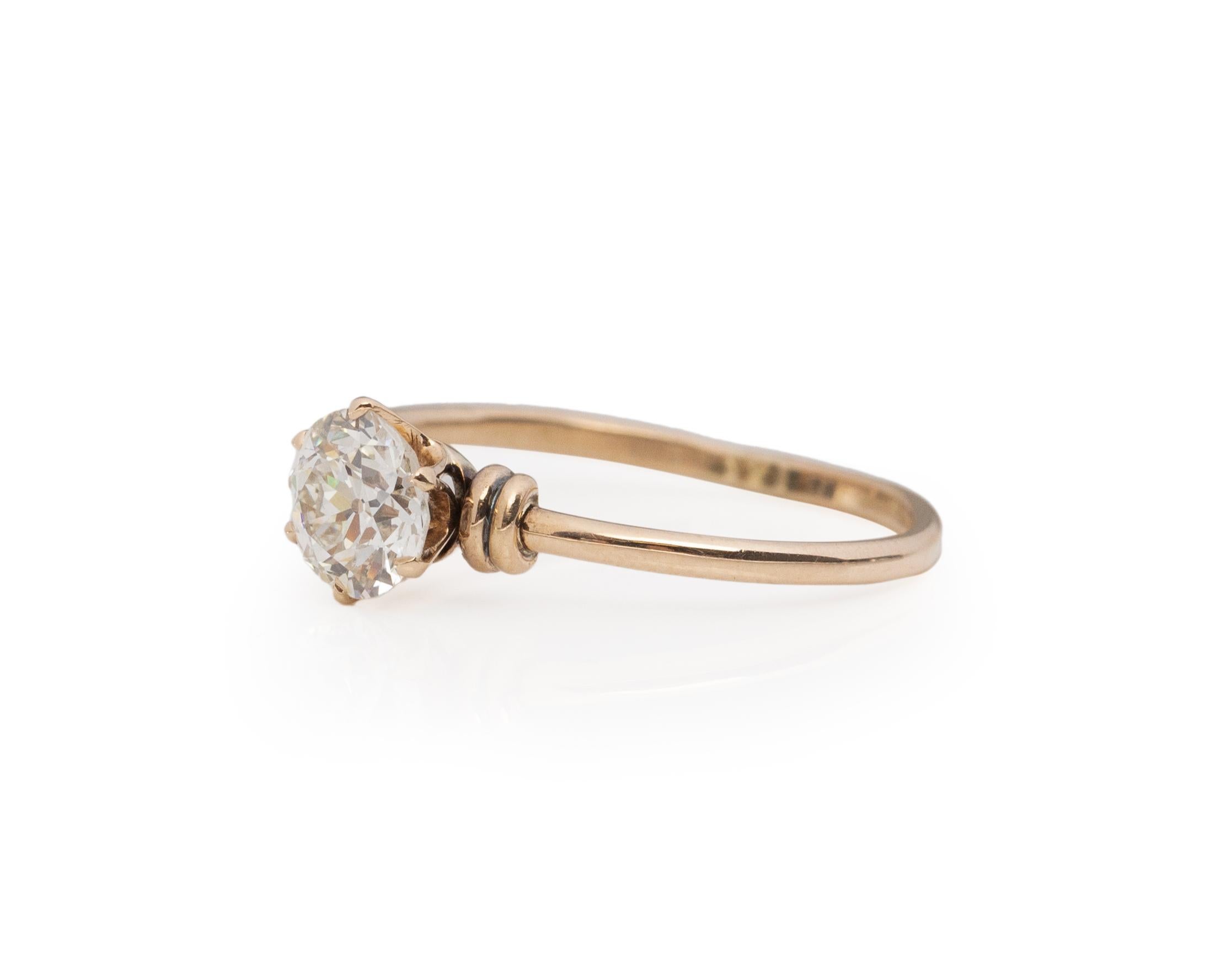 GIA .89 Carat Edwardian 14 Karat Yellow Gold Engagement Ring In Good Condition For Sale In Atlanta, GA