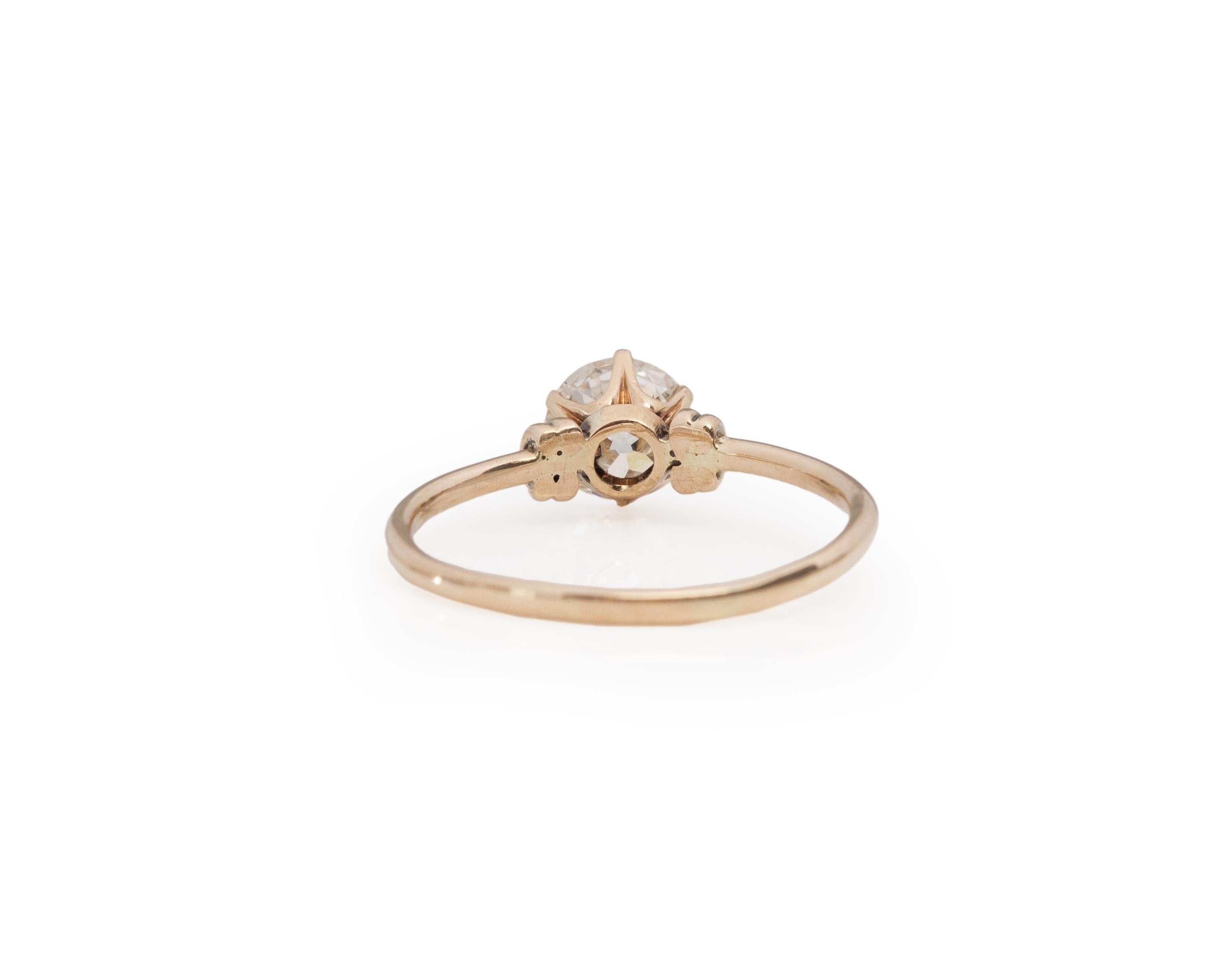 Women's GIA .89 Carat Edwardian 14 Karat Yellow Gold Engagement Ring For Sale