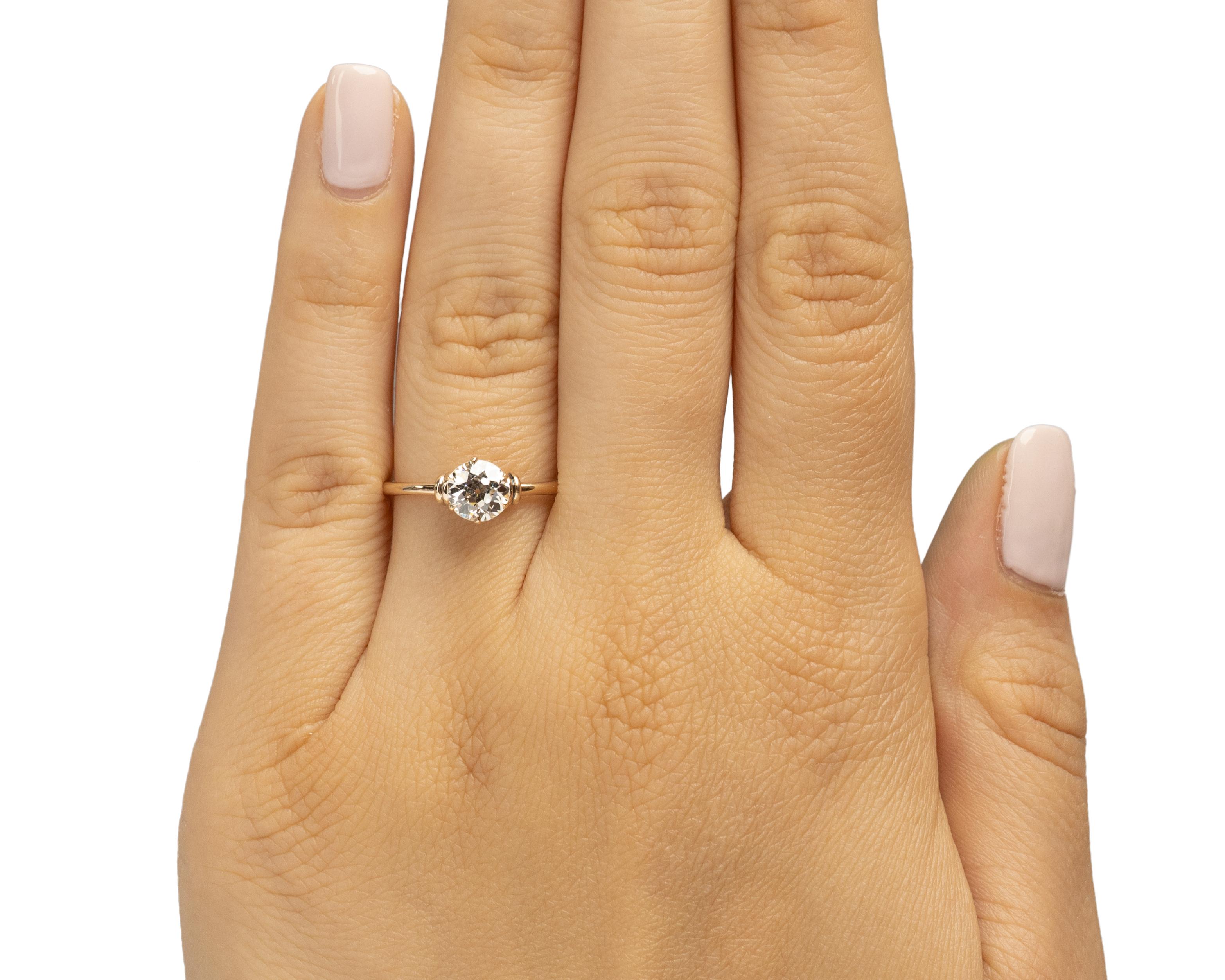 GIA .89 Carat Edwardian 14 Karat Yellow Gold Engagement Ring For Sale 1