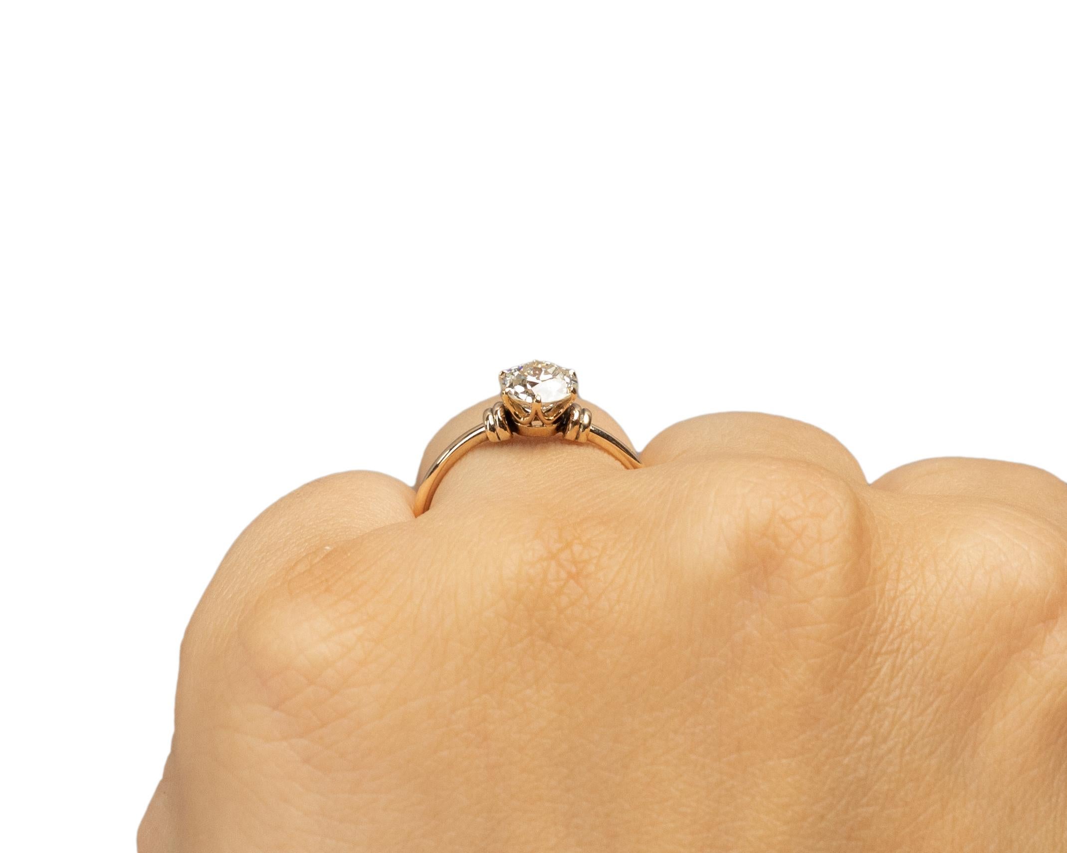 GIA .89 Karat Edwardian 14 Karat Gelbgold Verlobungsring im Angebot 2
