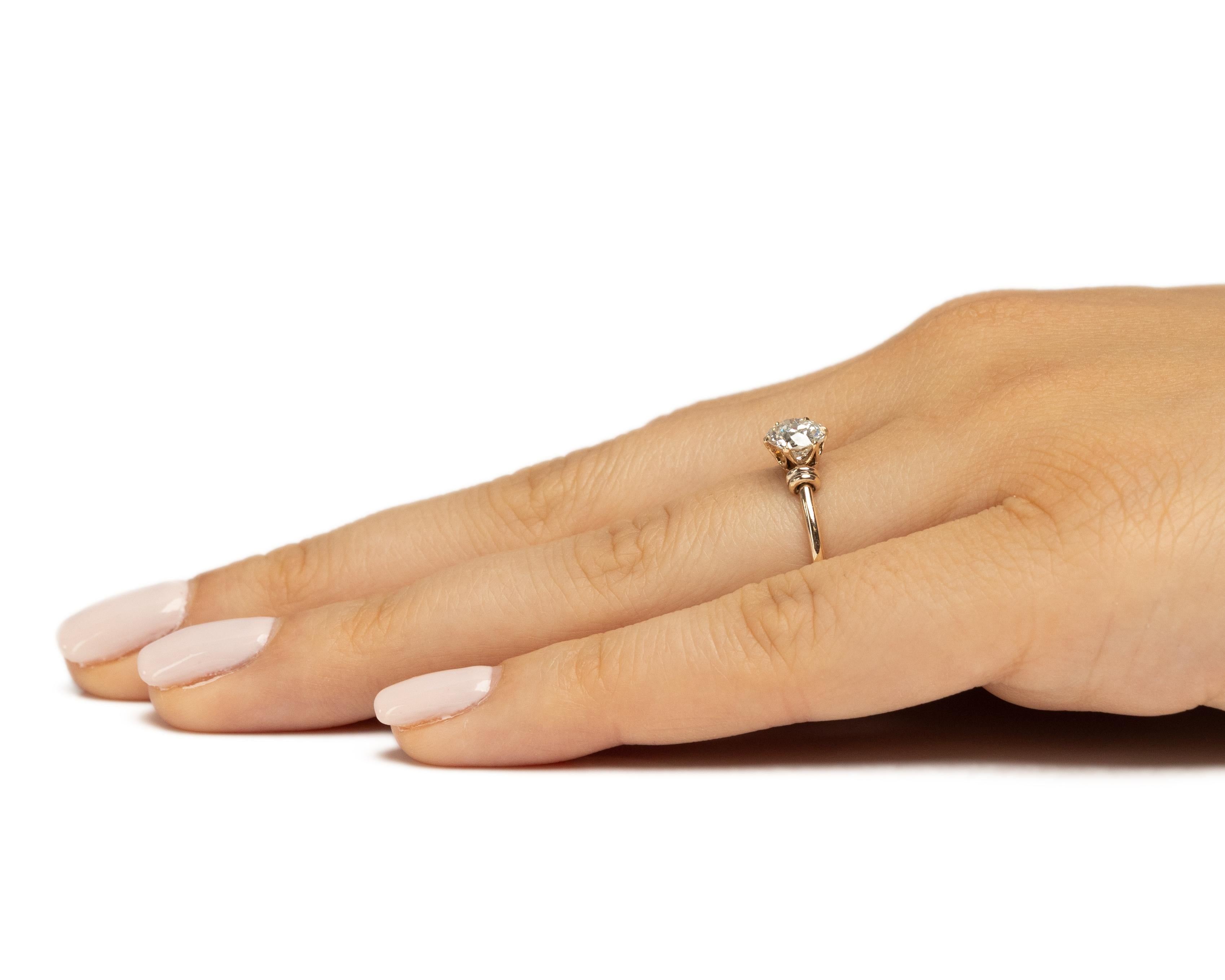 GIA .89 Carat Edwardian 14 Karat Yellow Gold Engagement Ring For Sale 3
