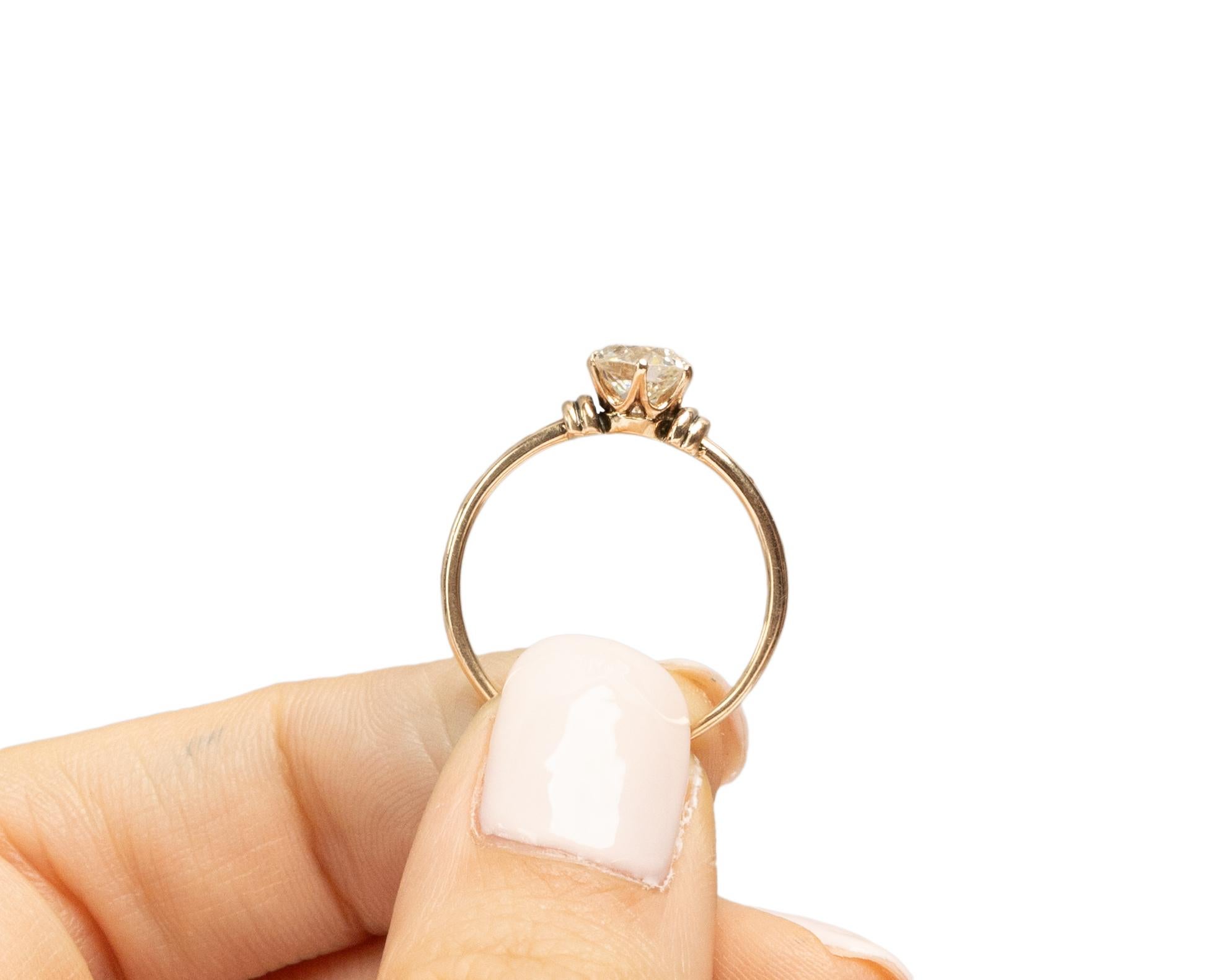 GIA .89 Karat Edwardian 14 Karat Gelbgold Verlobungsring im Angebot 4