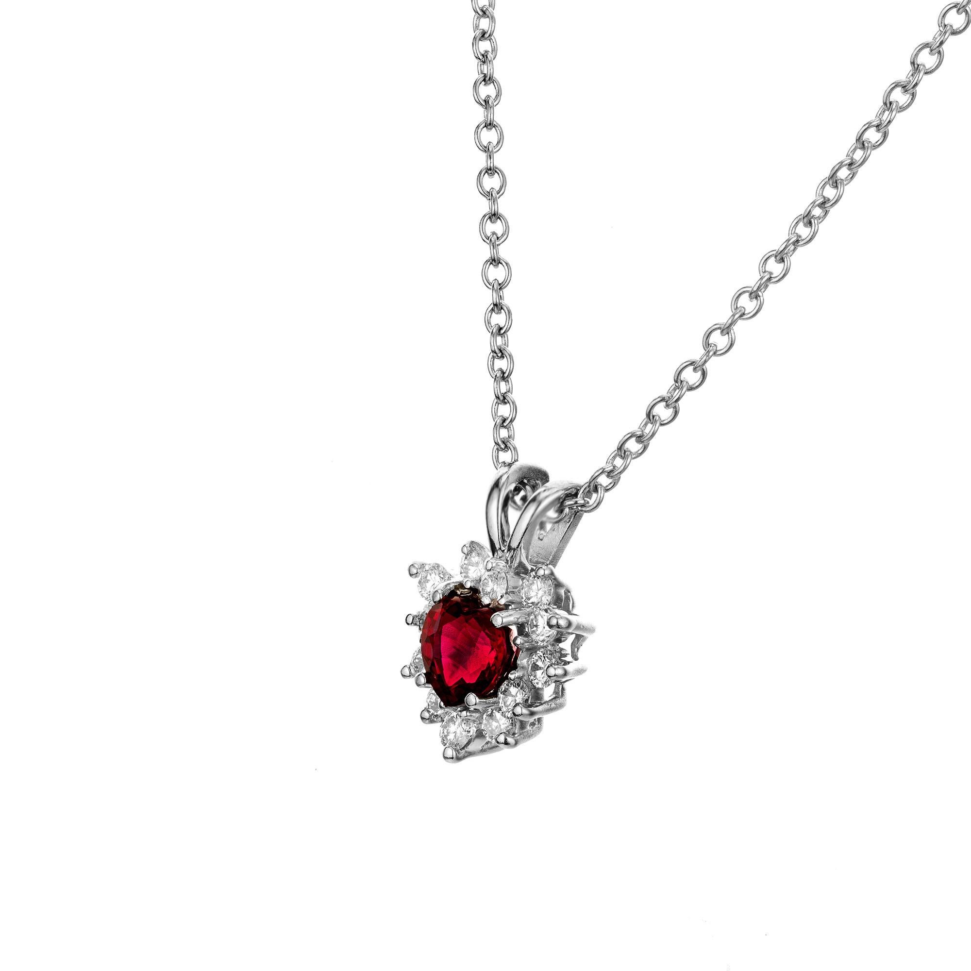 Heart Cut GIA .90 Carat Heart Shape Platinum Diamond Pendant Necklace For Sale