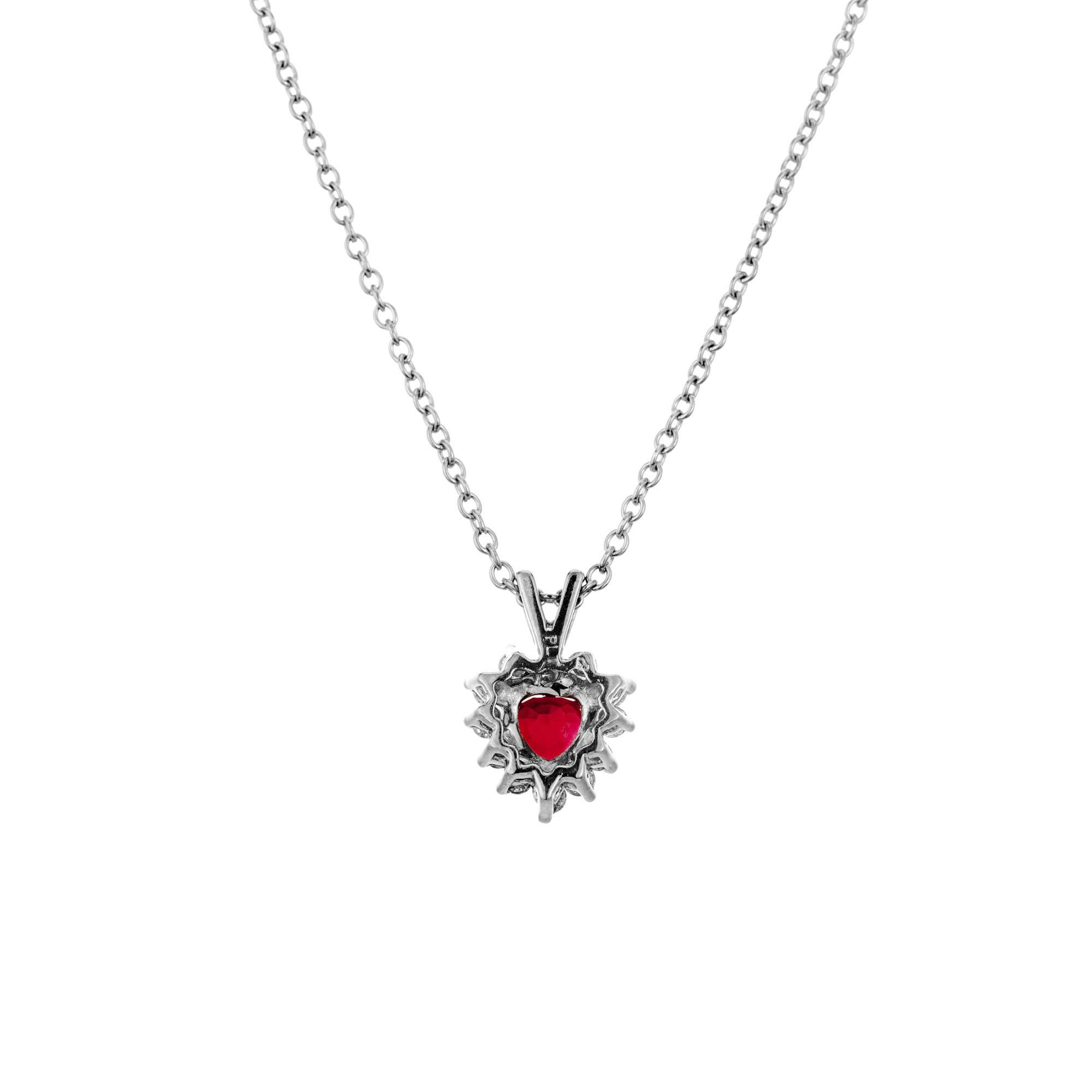 Women's GIA .90 Carat Heart Shape Platinum Diamond Pendant Necklace For Sale