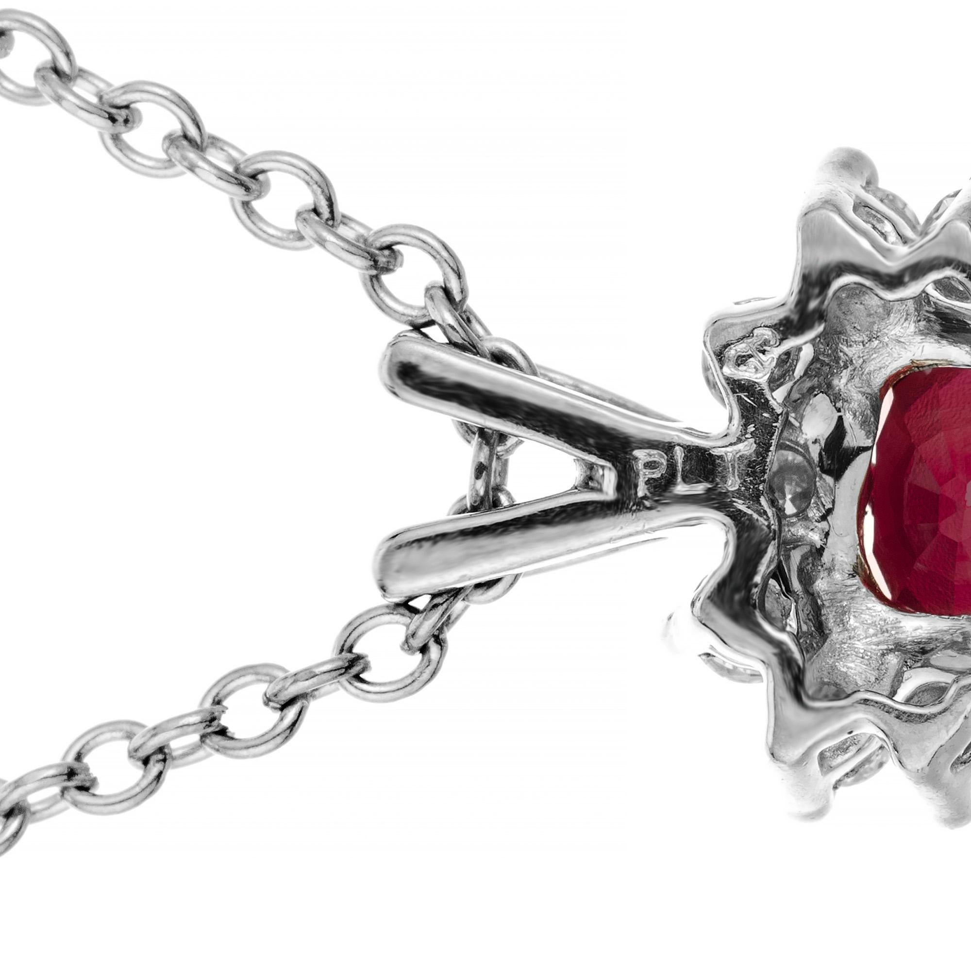 GIA .90 Carat Heart Shape Platinum Diamond Pendant Necklace For Sale 2