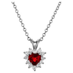 GIA .90 Carat Heart Shape Platinum Diamond Pendant Necklace